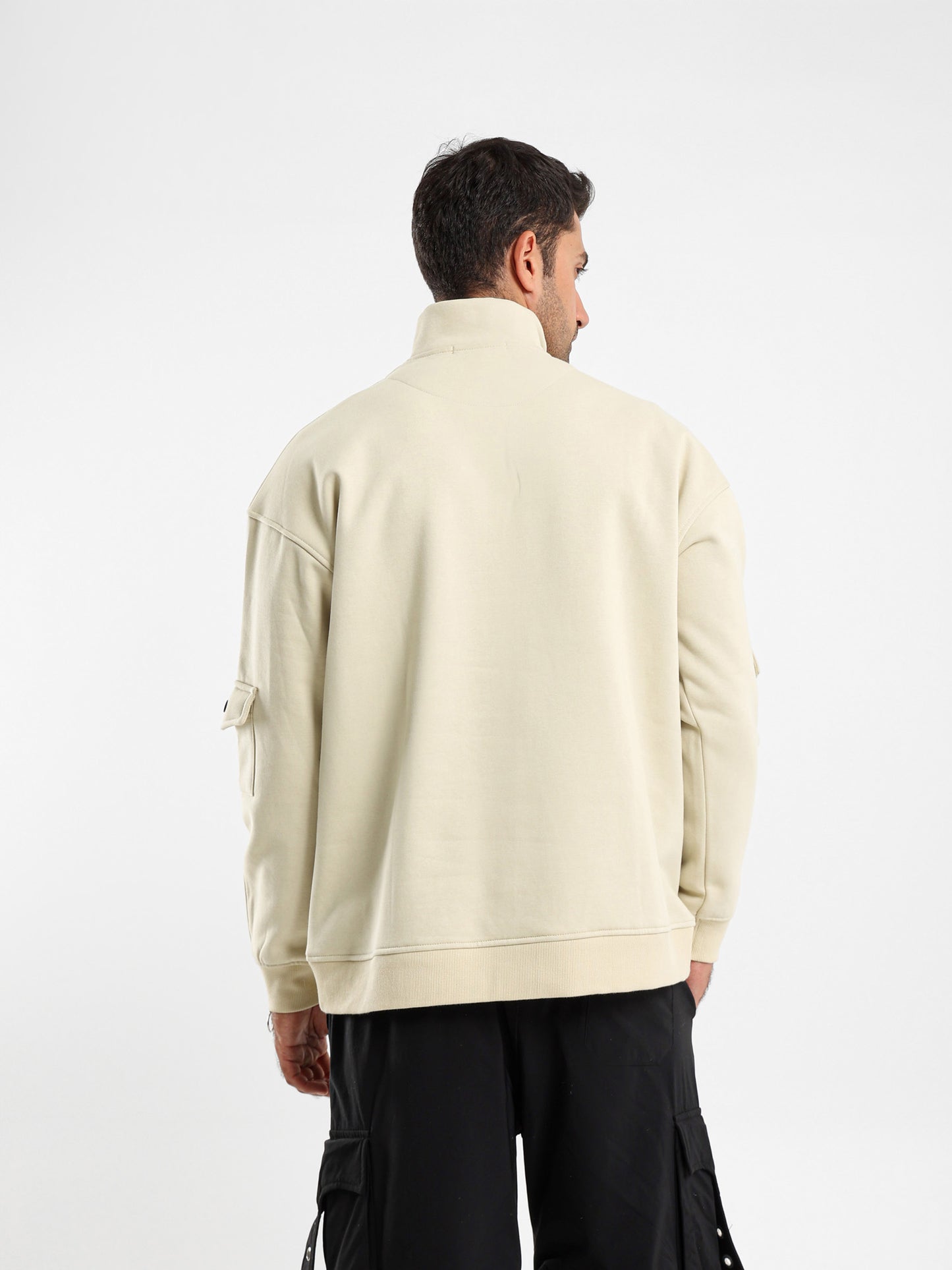 Brushed Melton High Neck Zip Hoodie