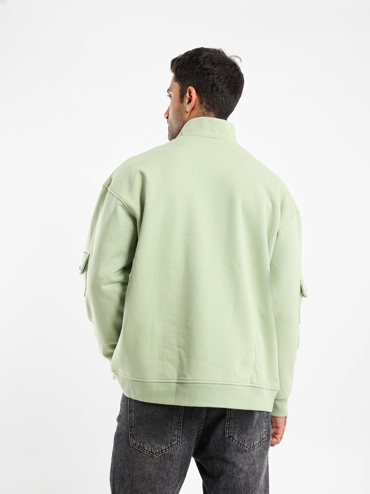 Brushed Melton High Neck Zip Hoodie