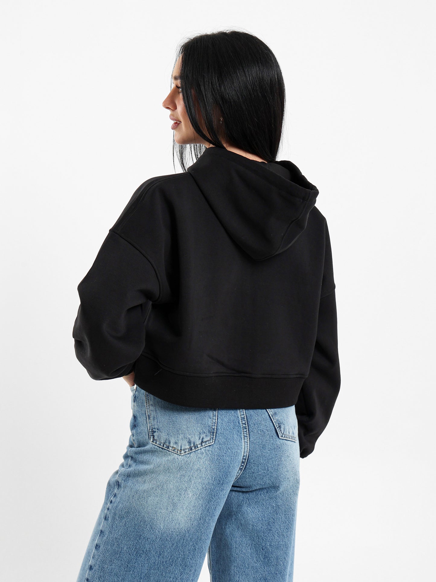 Cropped Hoodies with Zipper