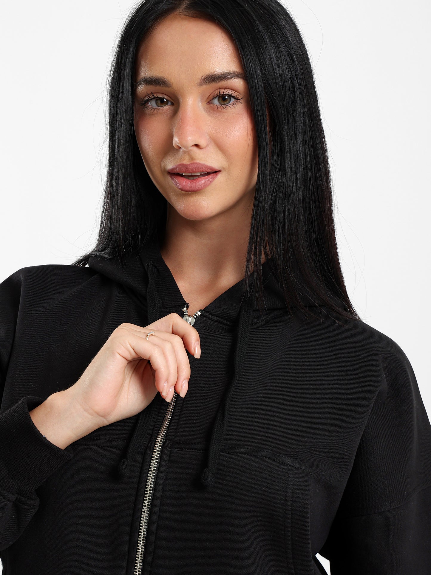 Cropped Hoodies with Zipper