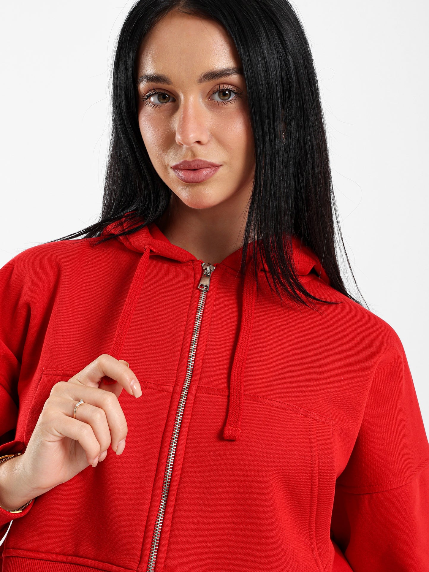 Cropped Hoodies with Zipper