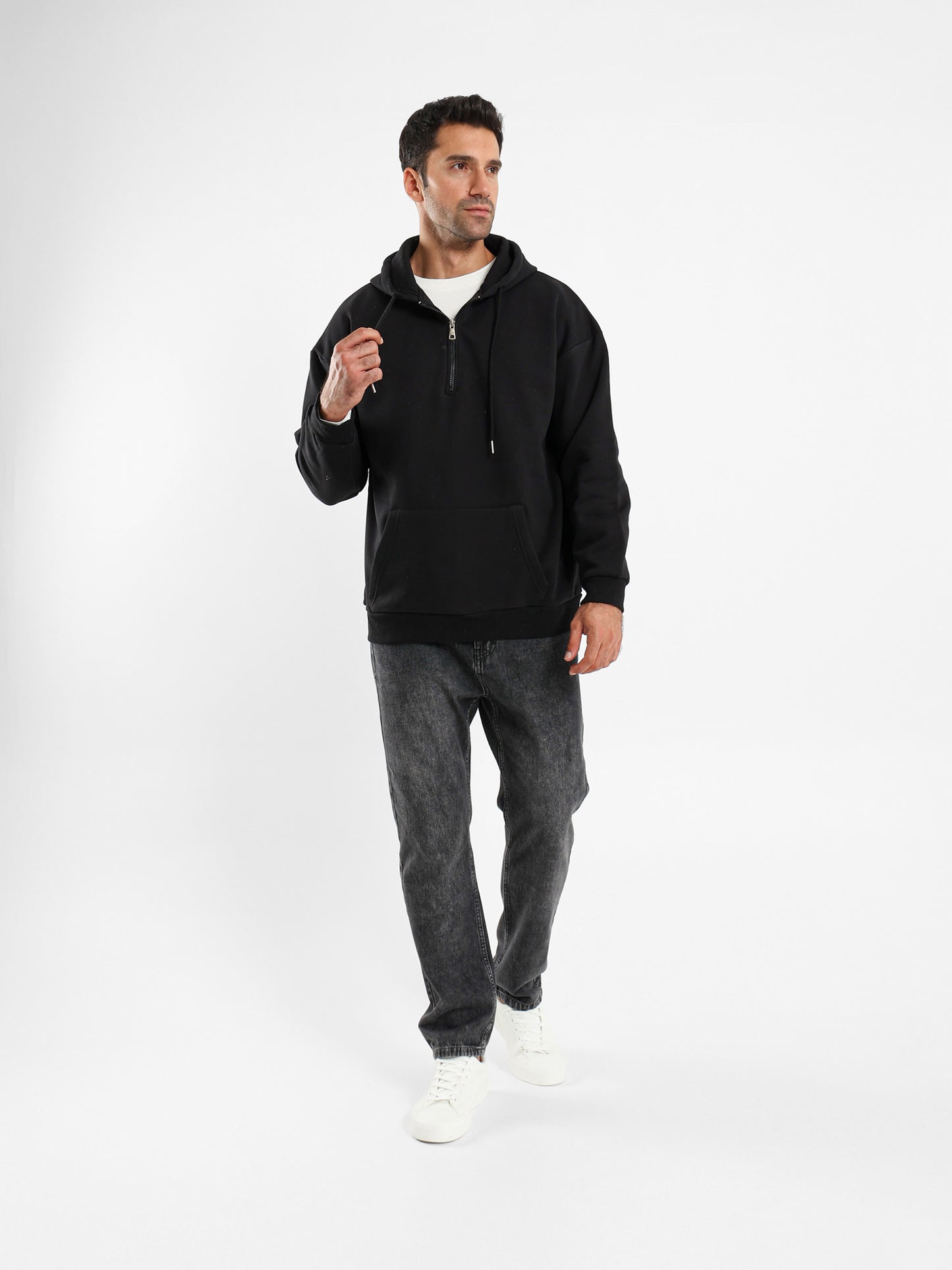 Brushed Melton Hoodie with Hood
