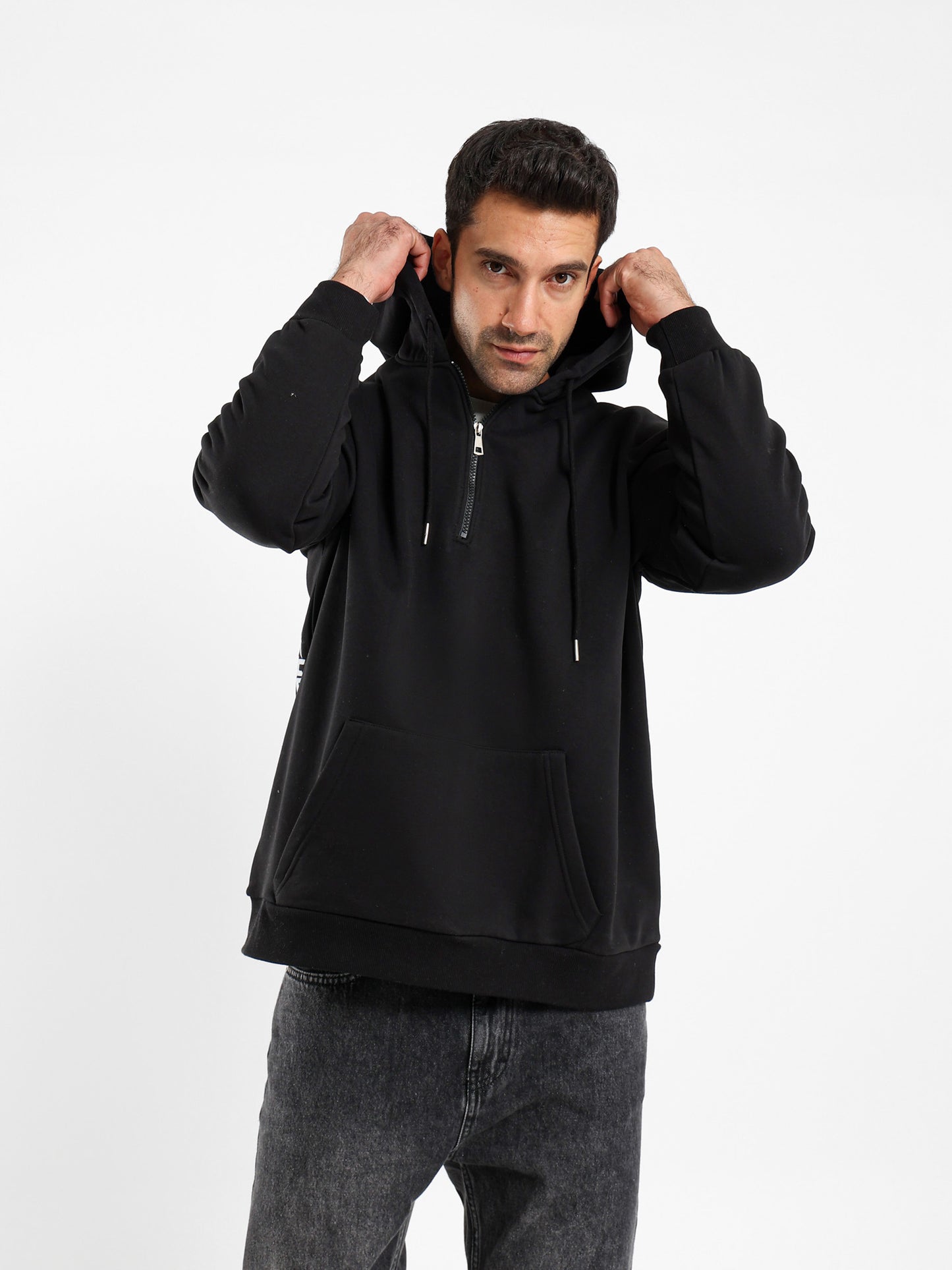 Brushed Melton Hoodie with Hood
