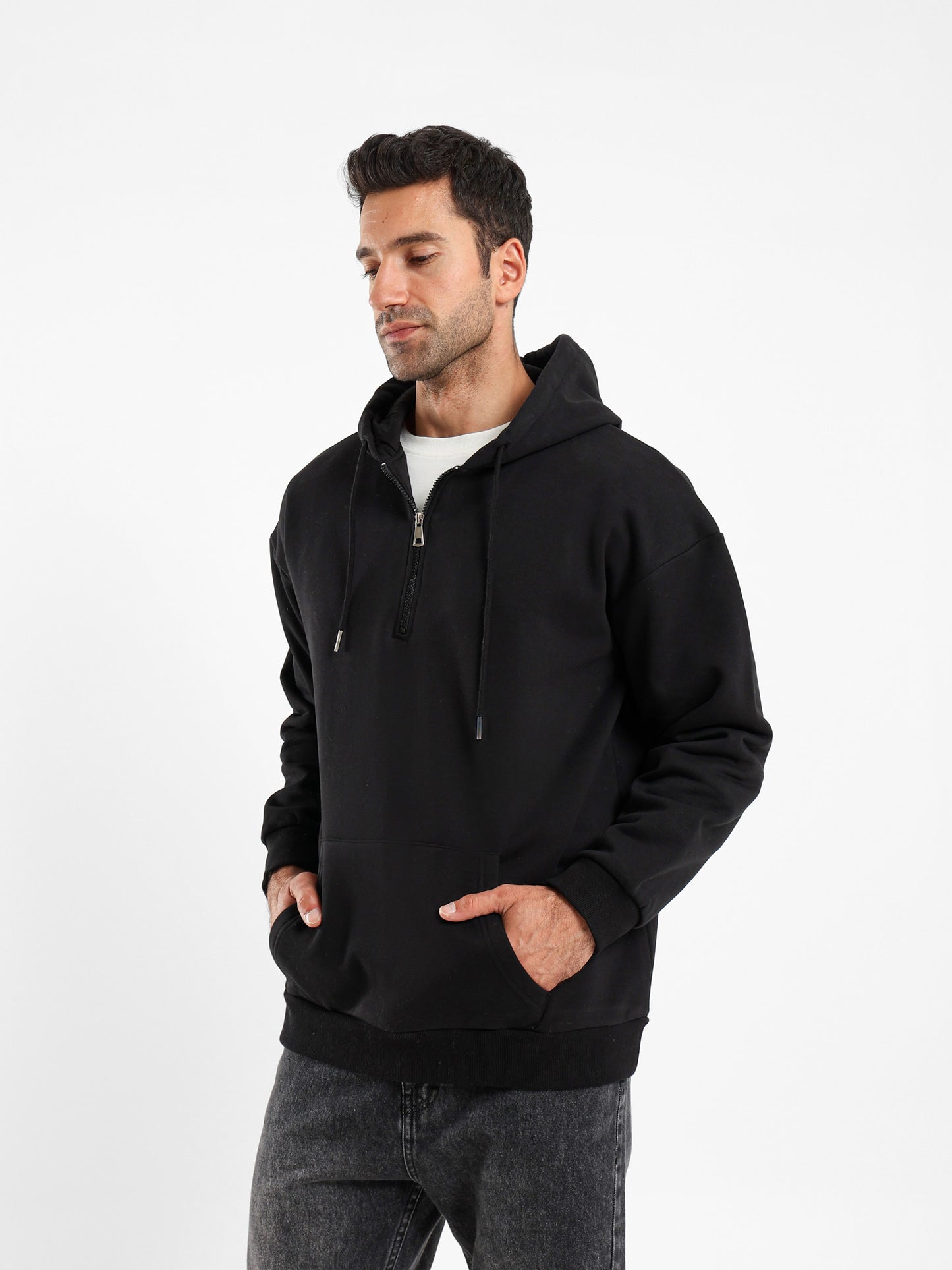 Brushed Melton Hoodie with Hood