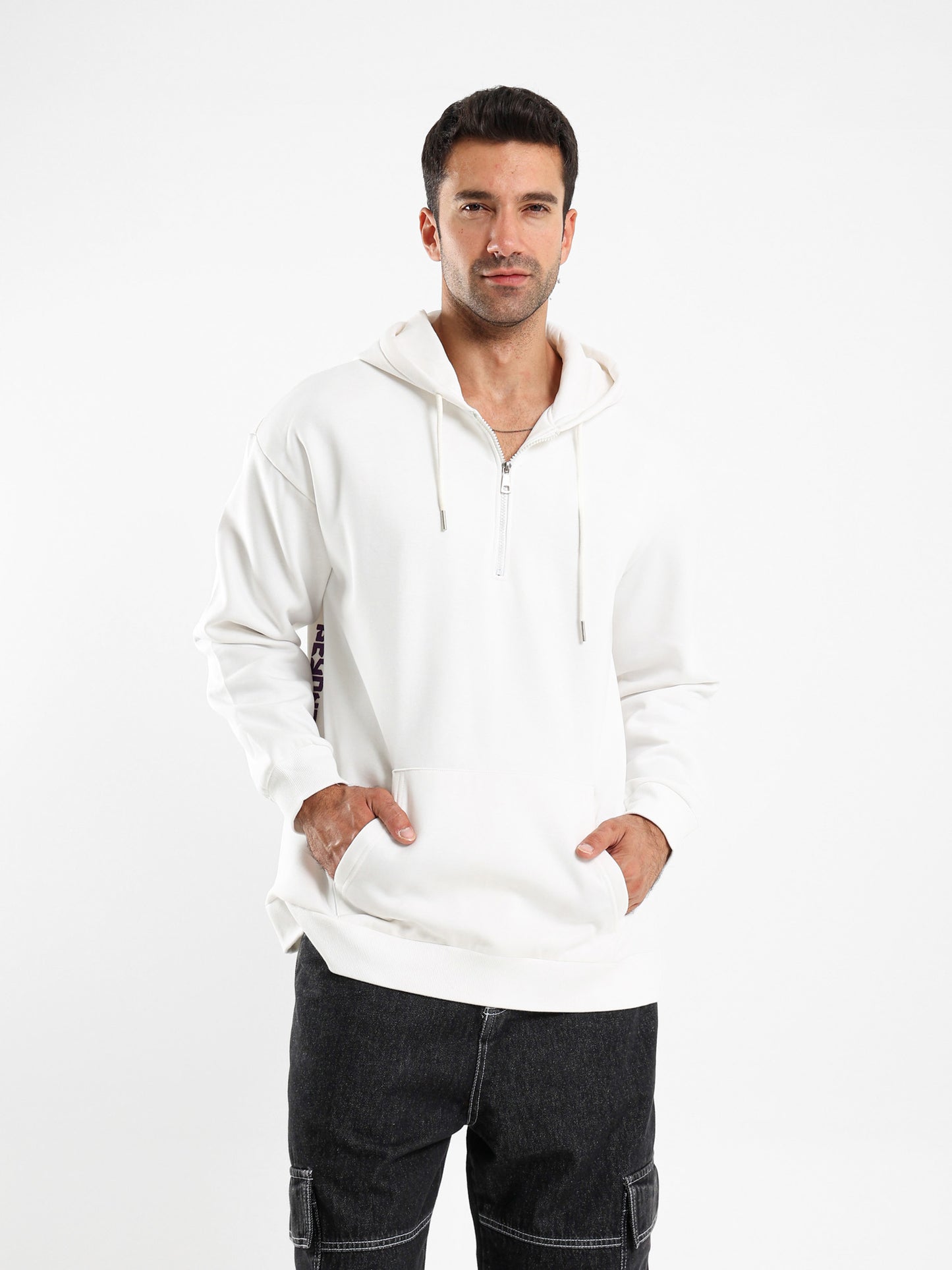 Brushed Melton Hoodie with Hood