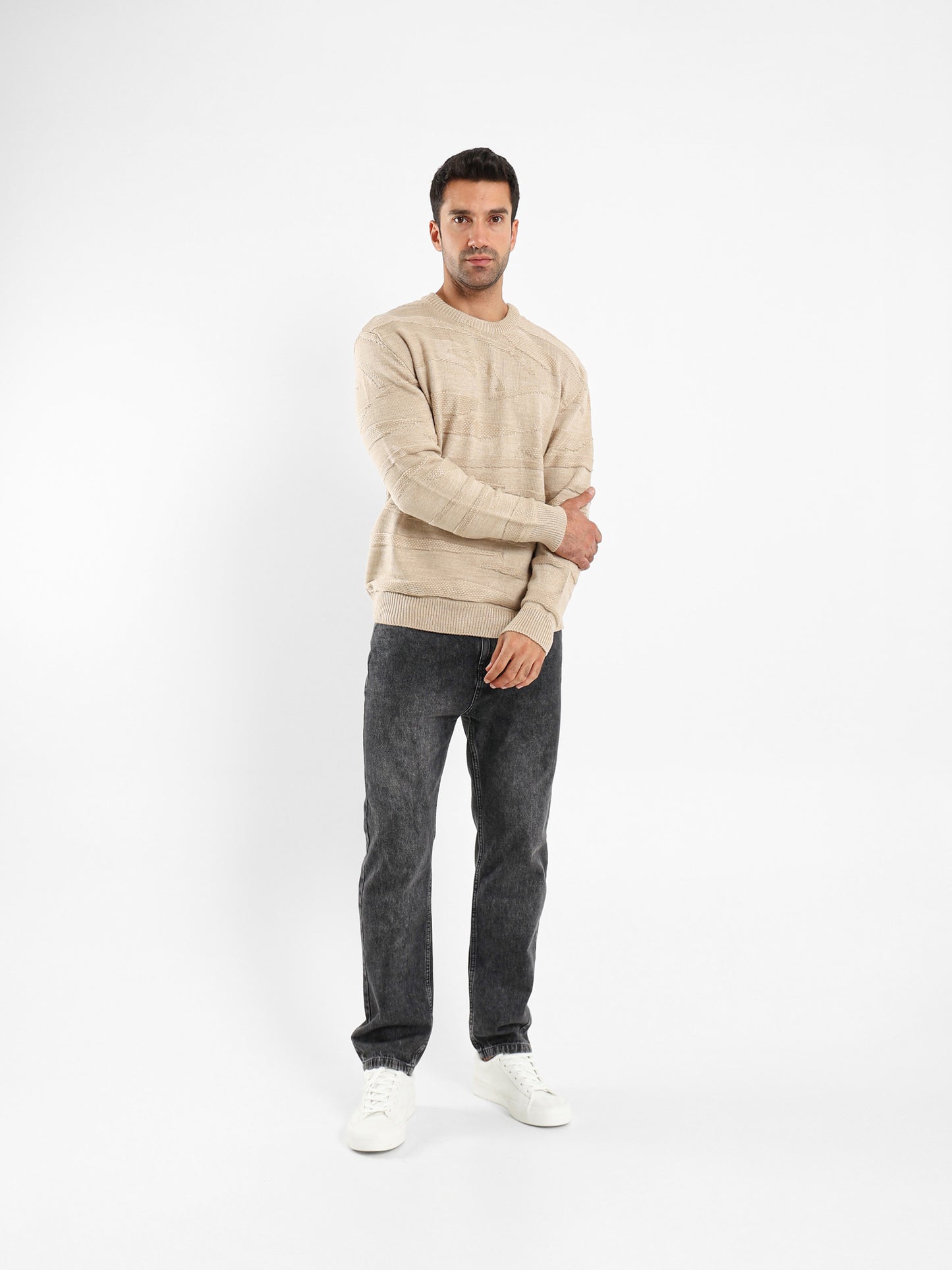 Two-Tone Multi-Knit Pullover