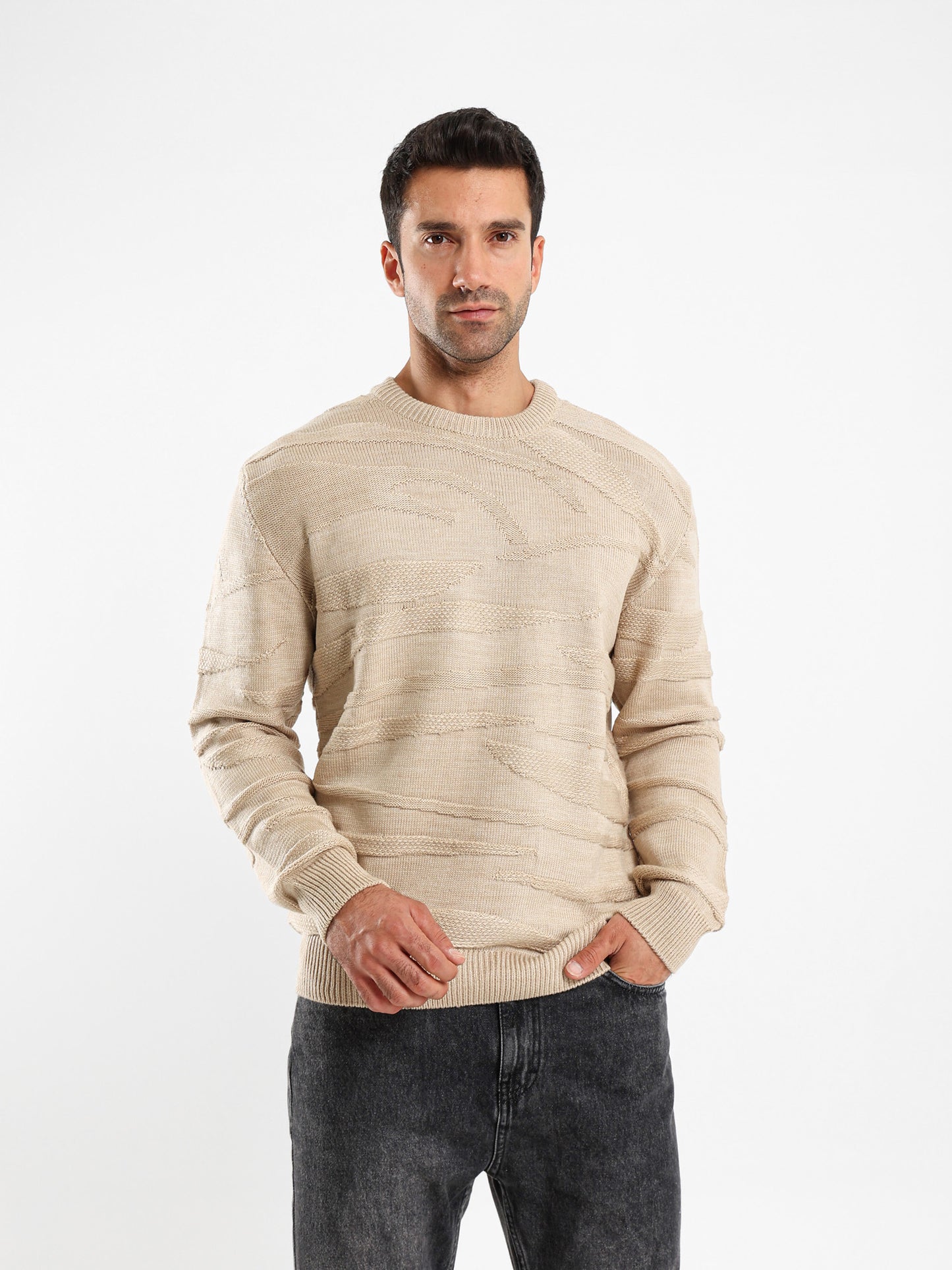Two-Tone Multi-Knit Pullover