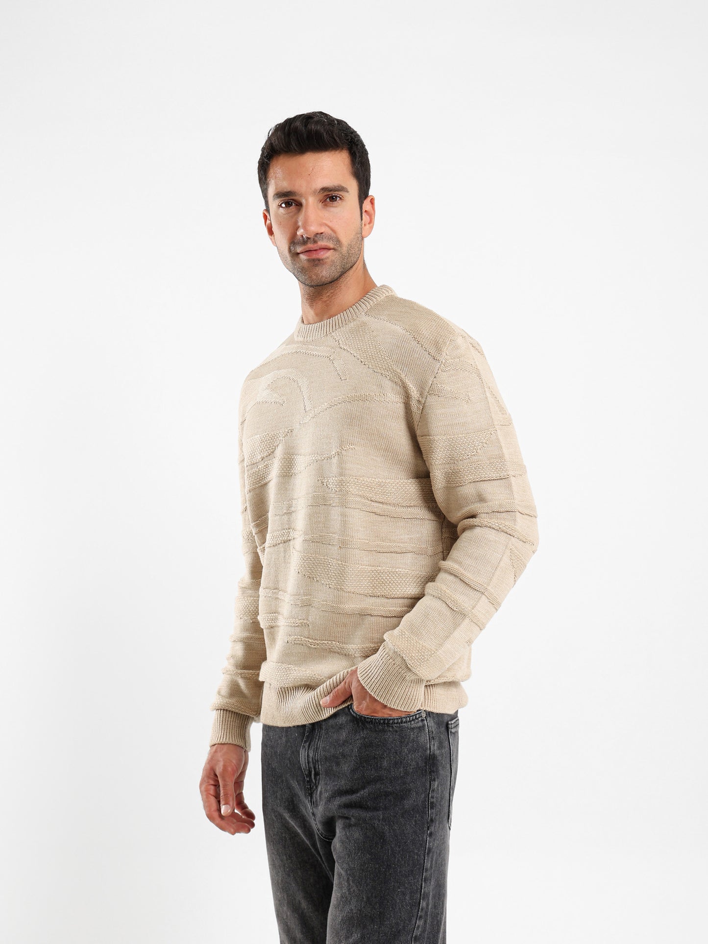 Two-Tone Multi-Knit Pullover