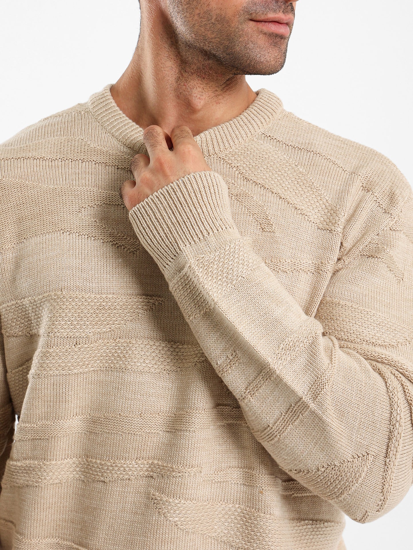 Two-Tone Multi-Knit Pullover