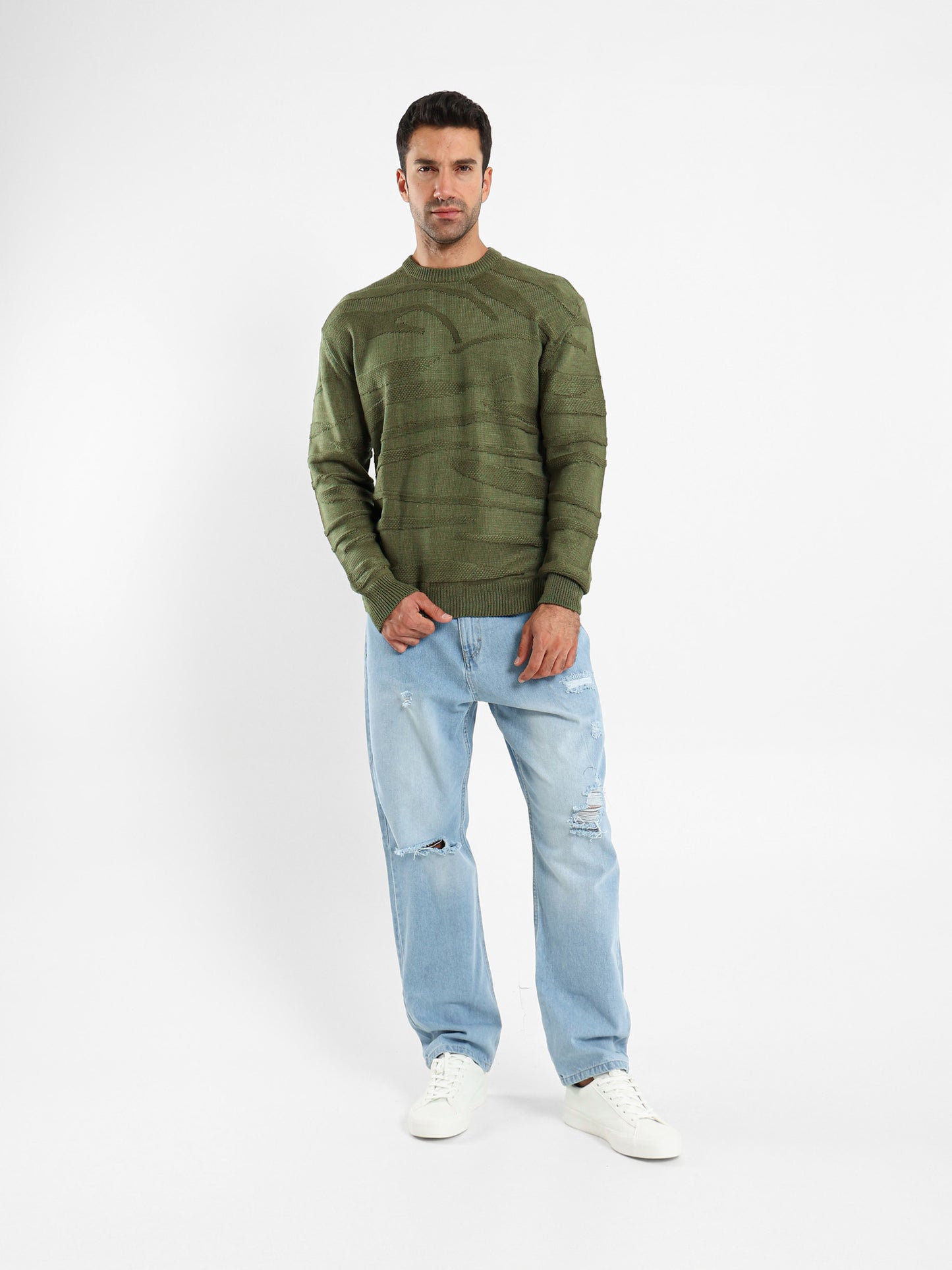 Two-Tone Multi-Knit Pullover