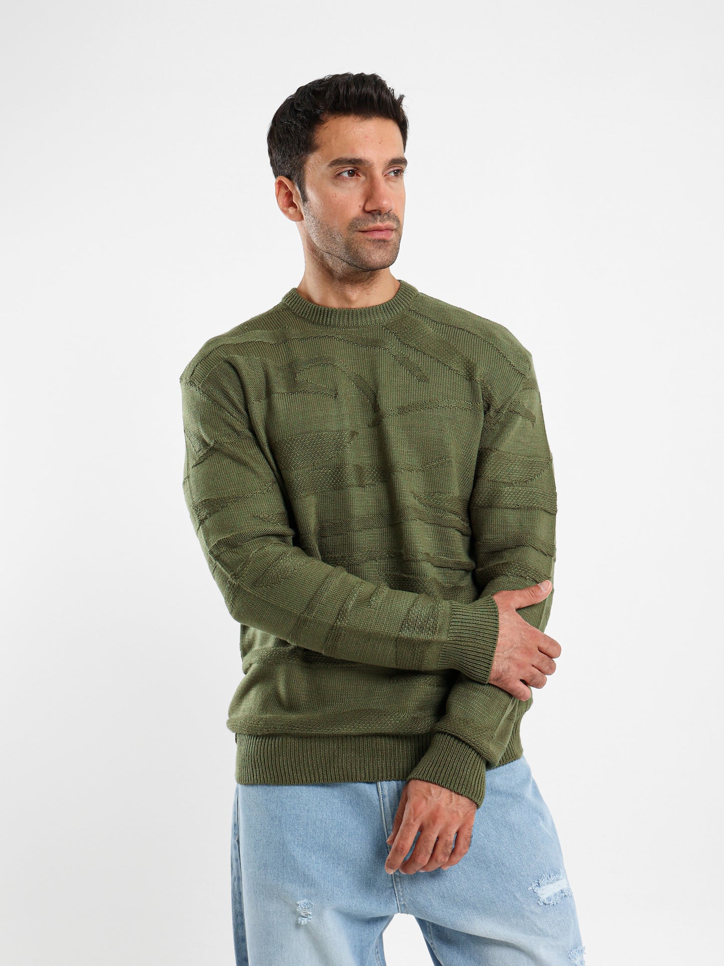 Two-Tone Multi-Knit Pullover