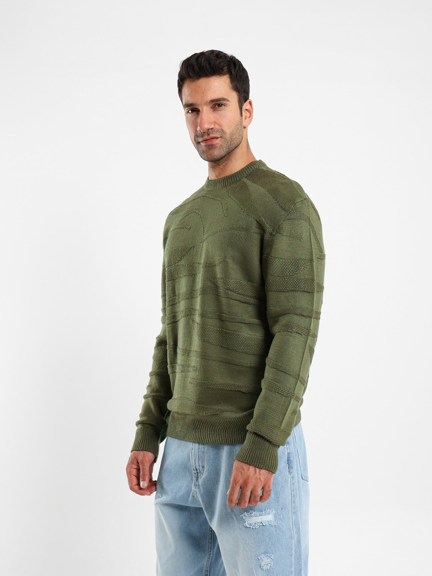 Two-Tone Multi-Knit Pullover