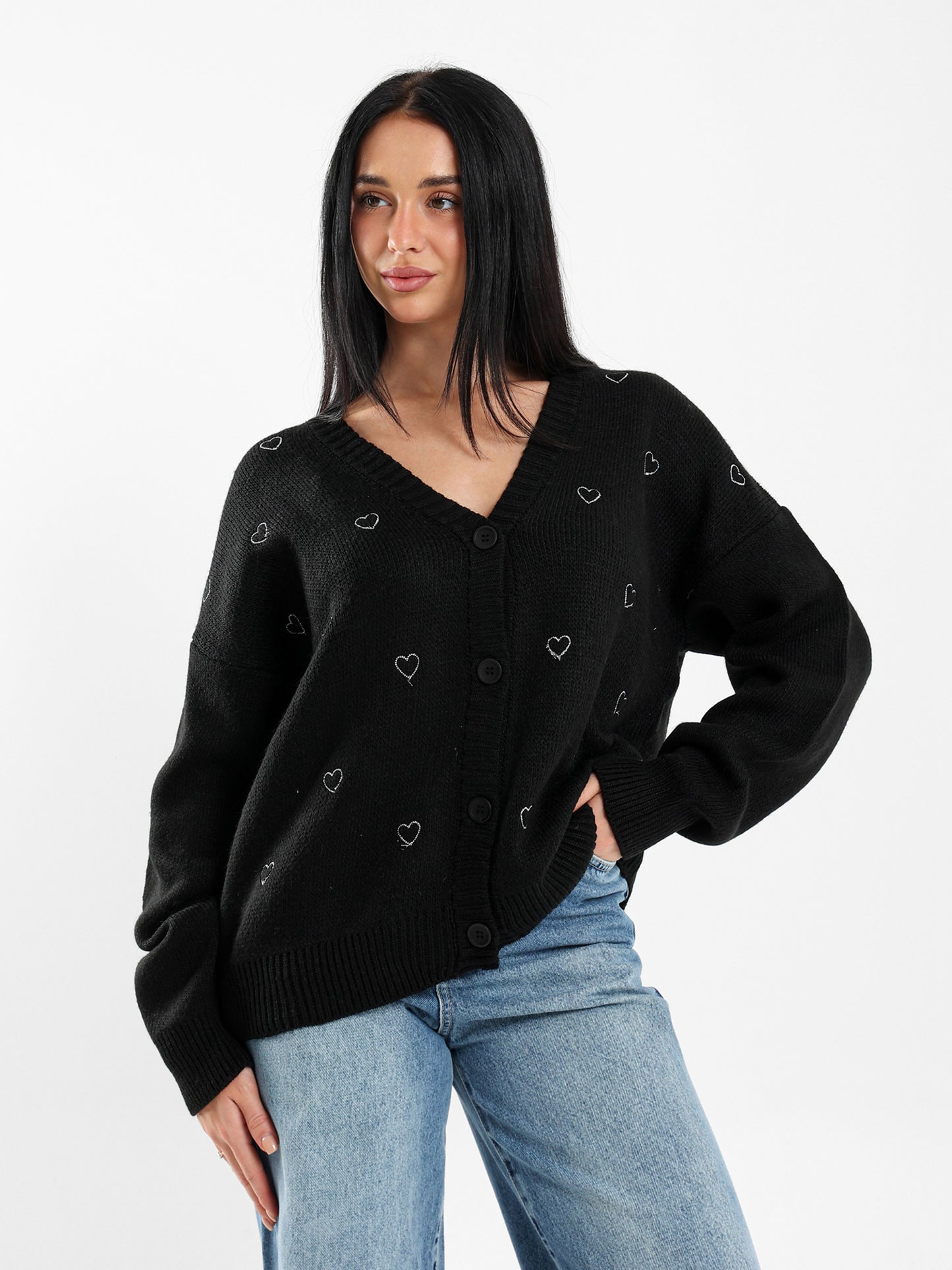 Rhinestone Heart Cardigan
