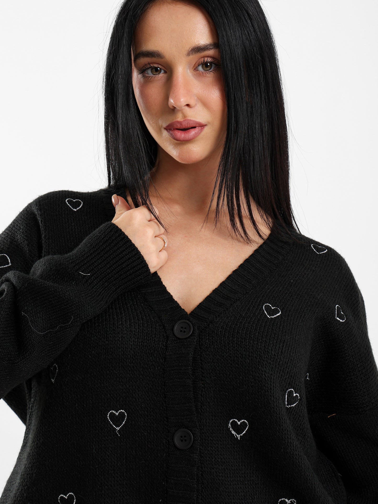 Rhinestone Heart Cardigan