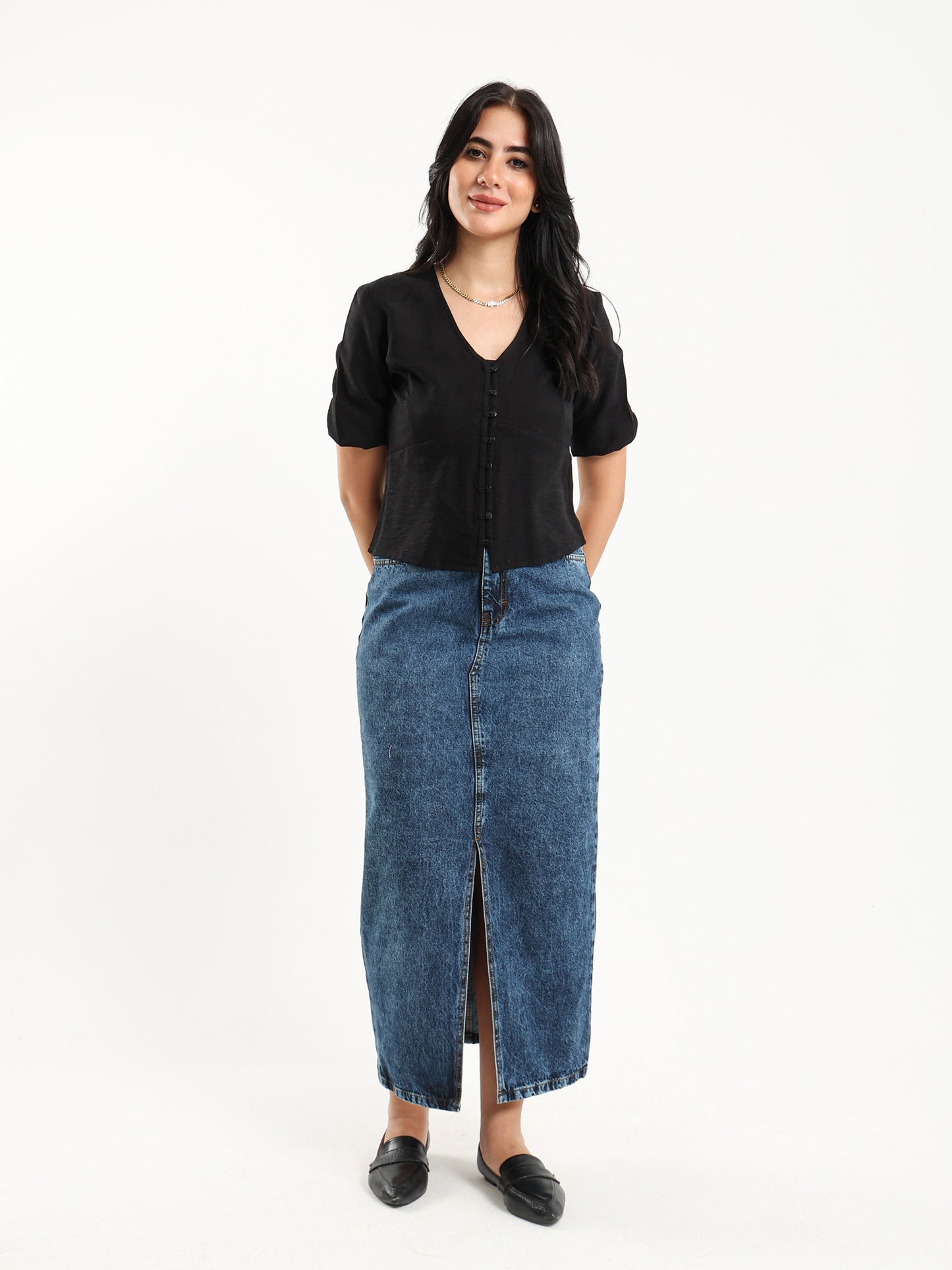 Button-Front Blouse