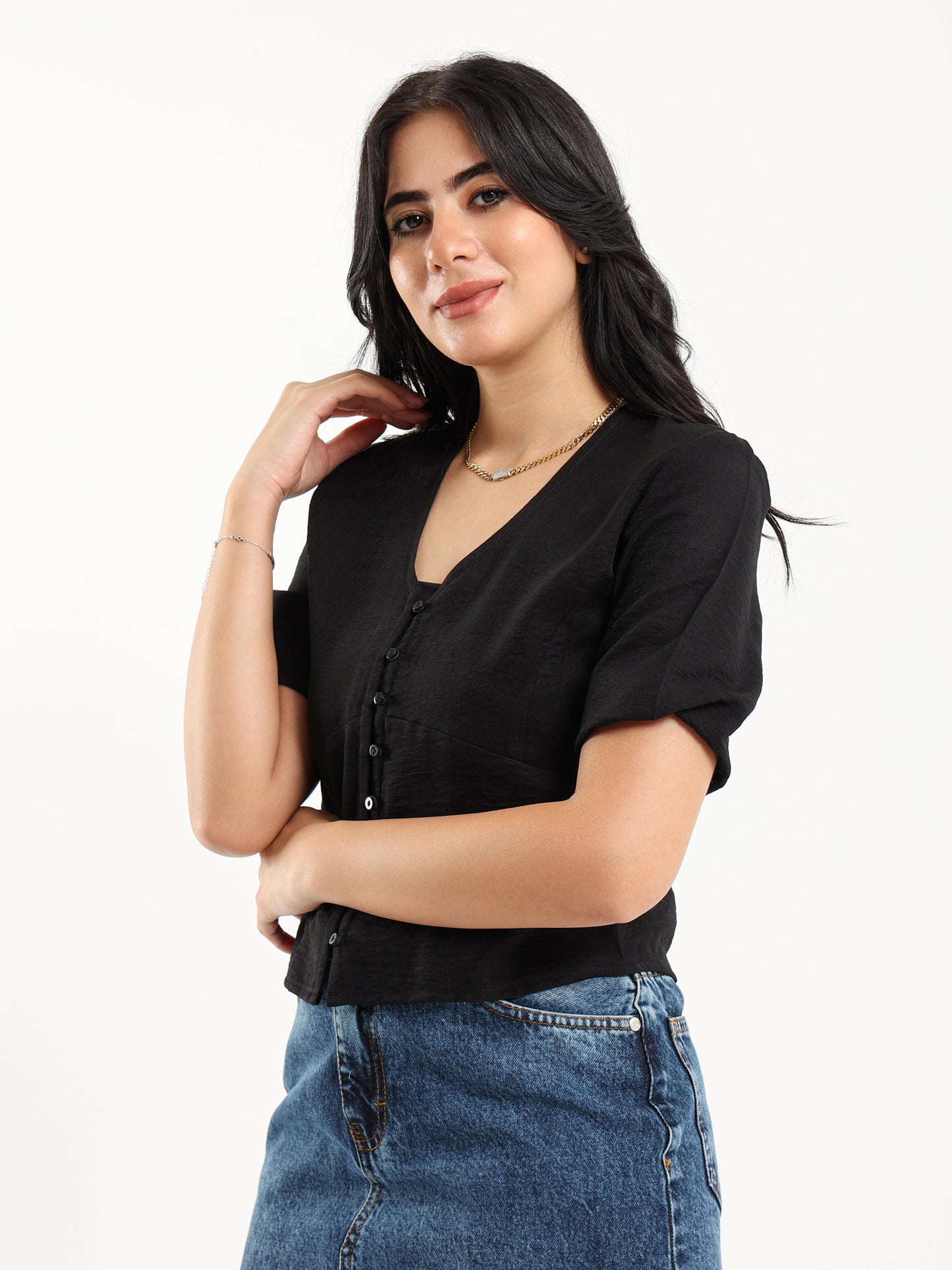 Button-Front Blouse