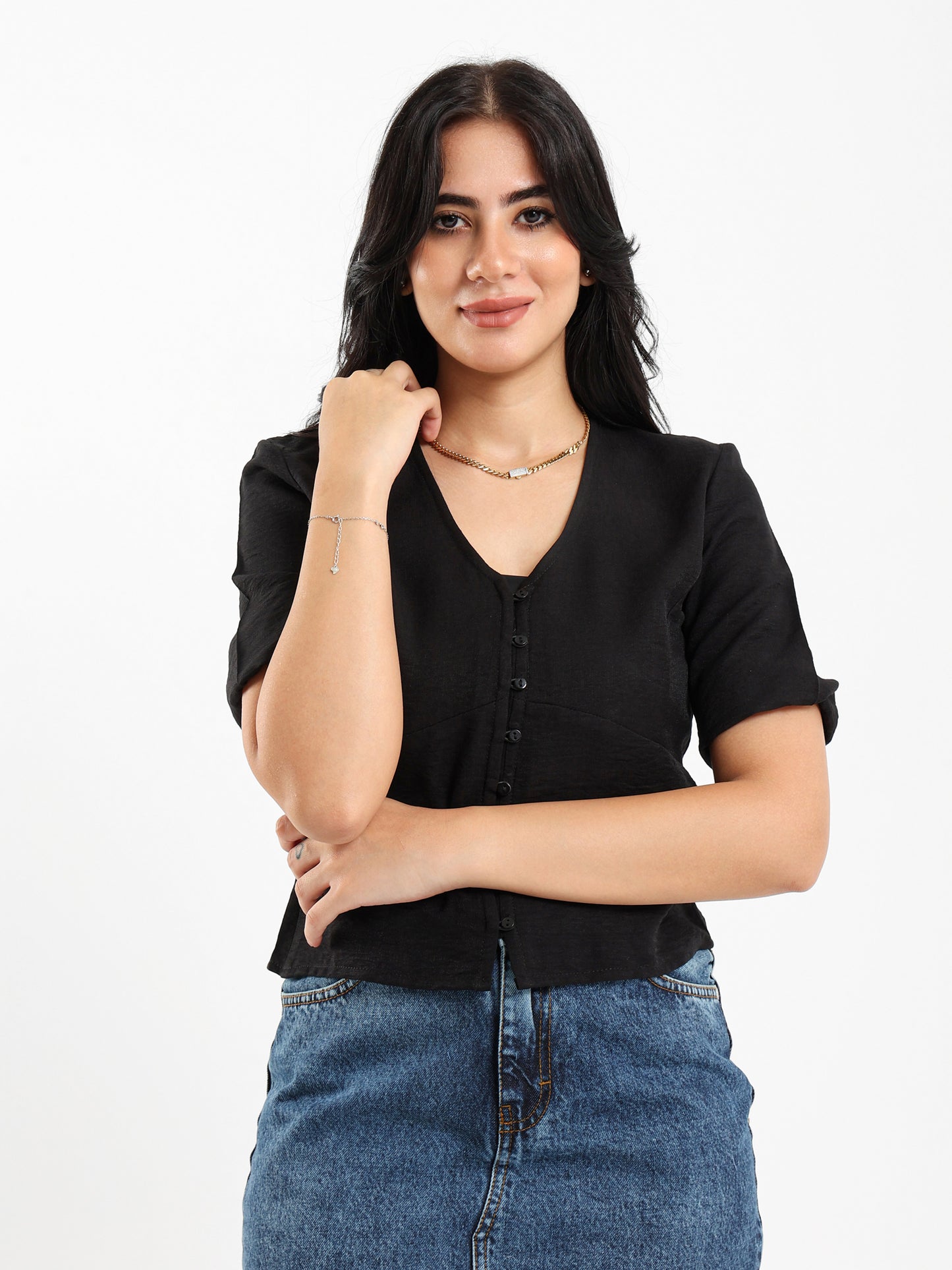 Button-Front Blouse