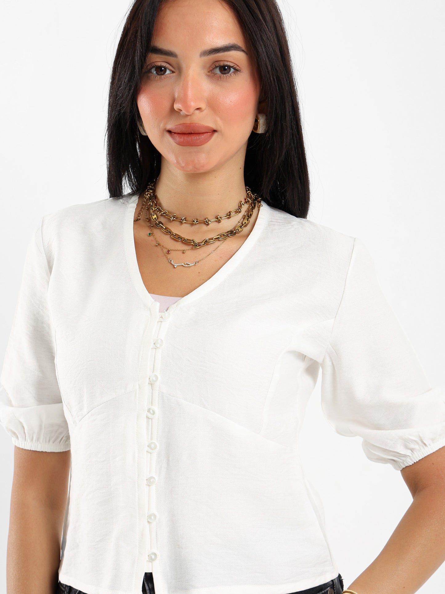 Button-Front Blouse