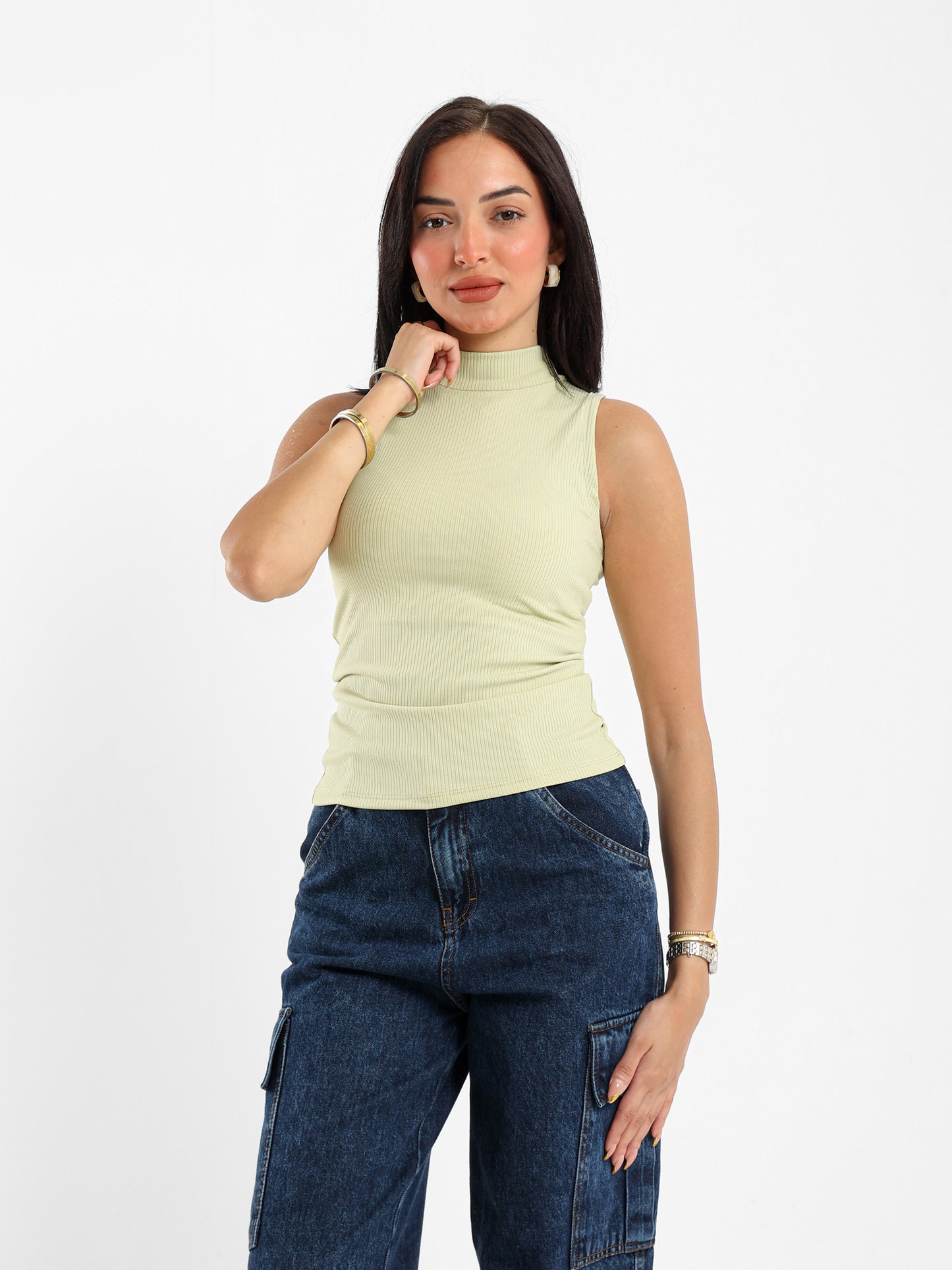 Sleeveless Mock-Neck Top