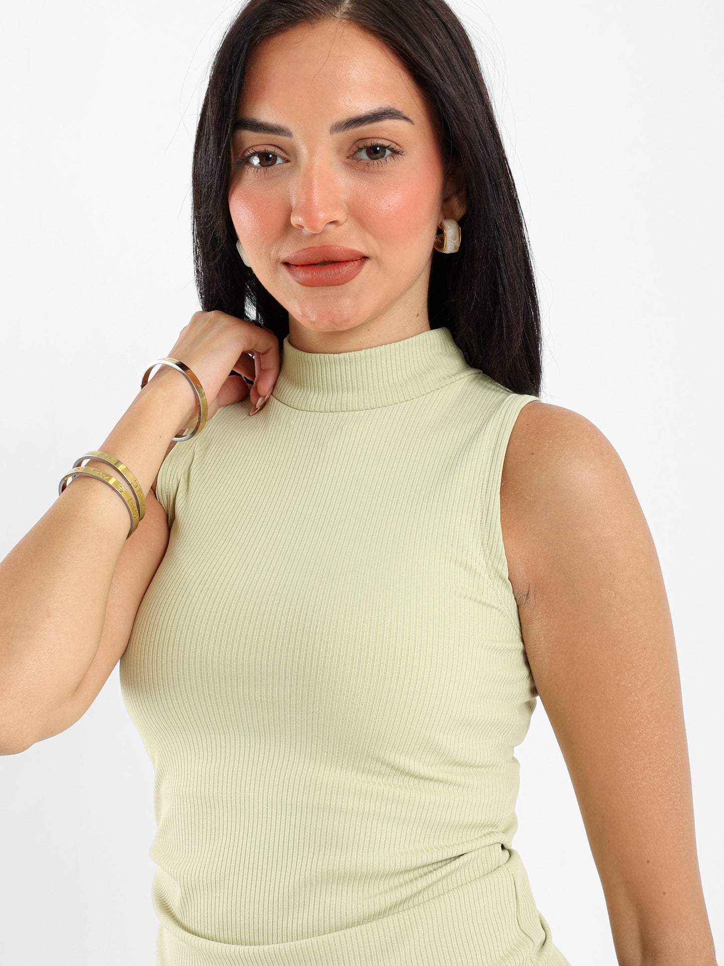 Sleeveless Mock-Neck Top