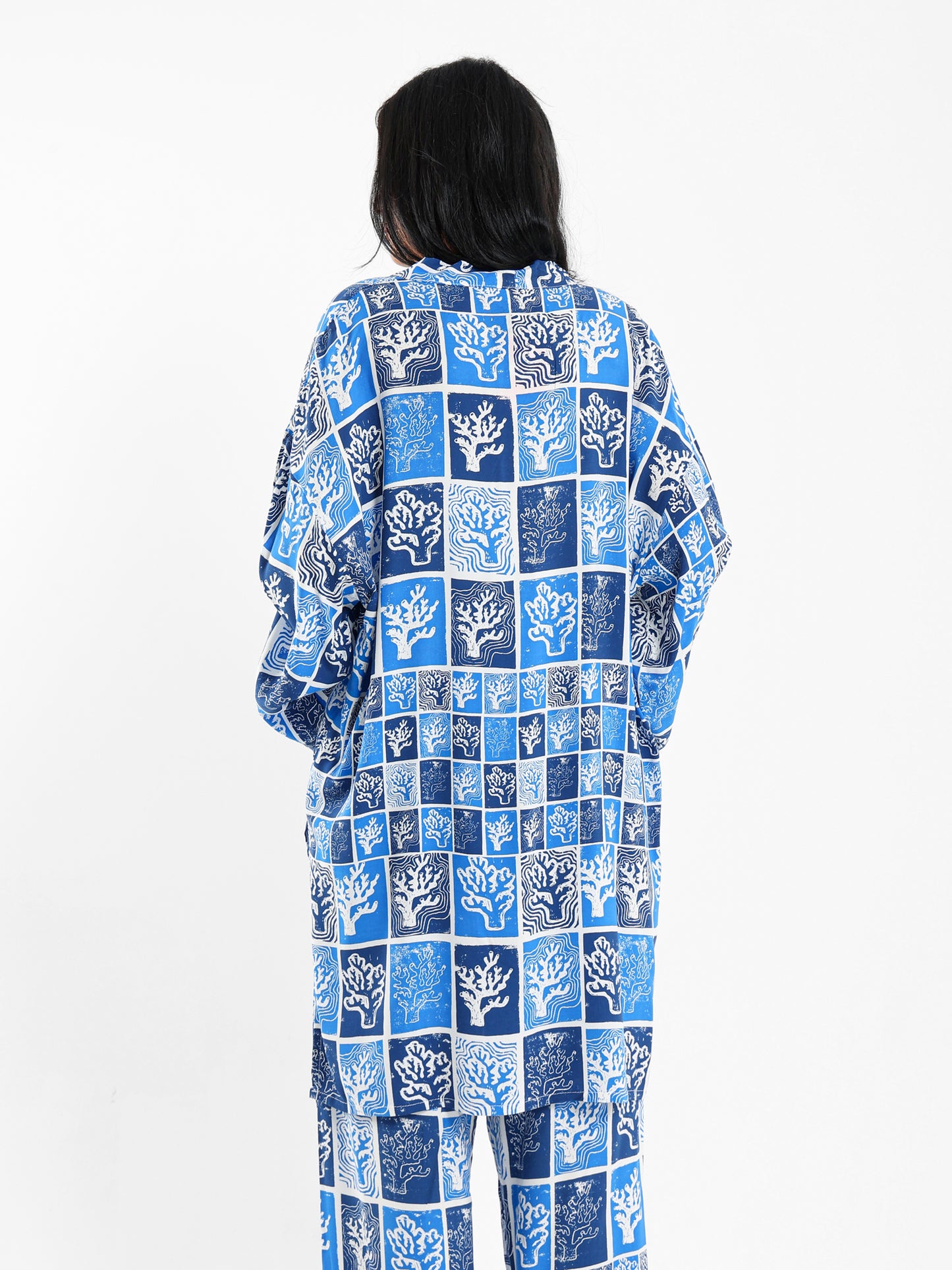 Printed High-Low Kimono