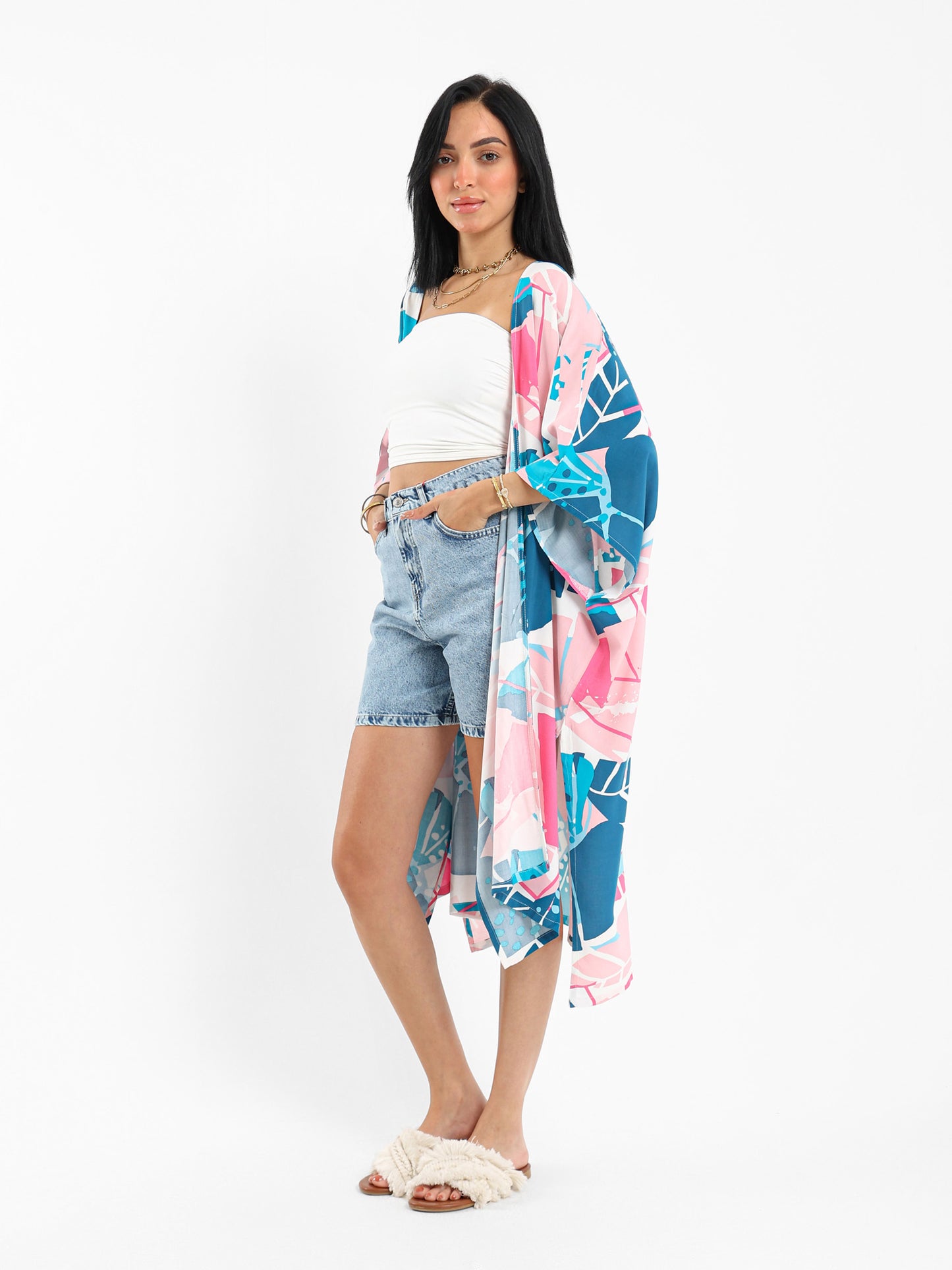 Printed Kimono with Side Slit