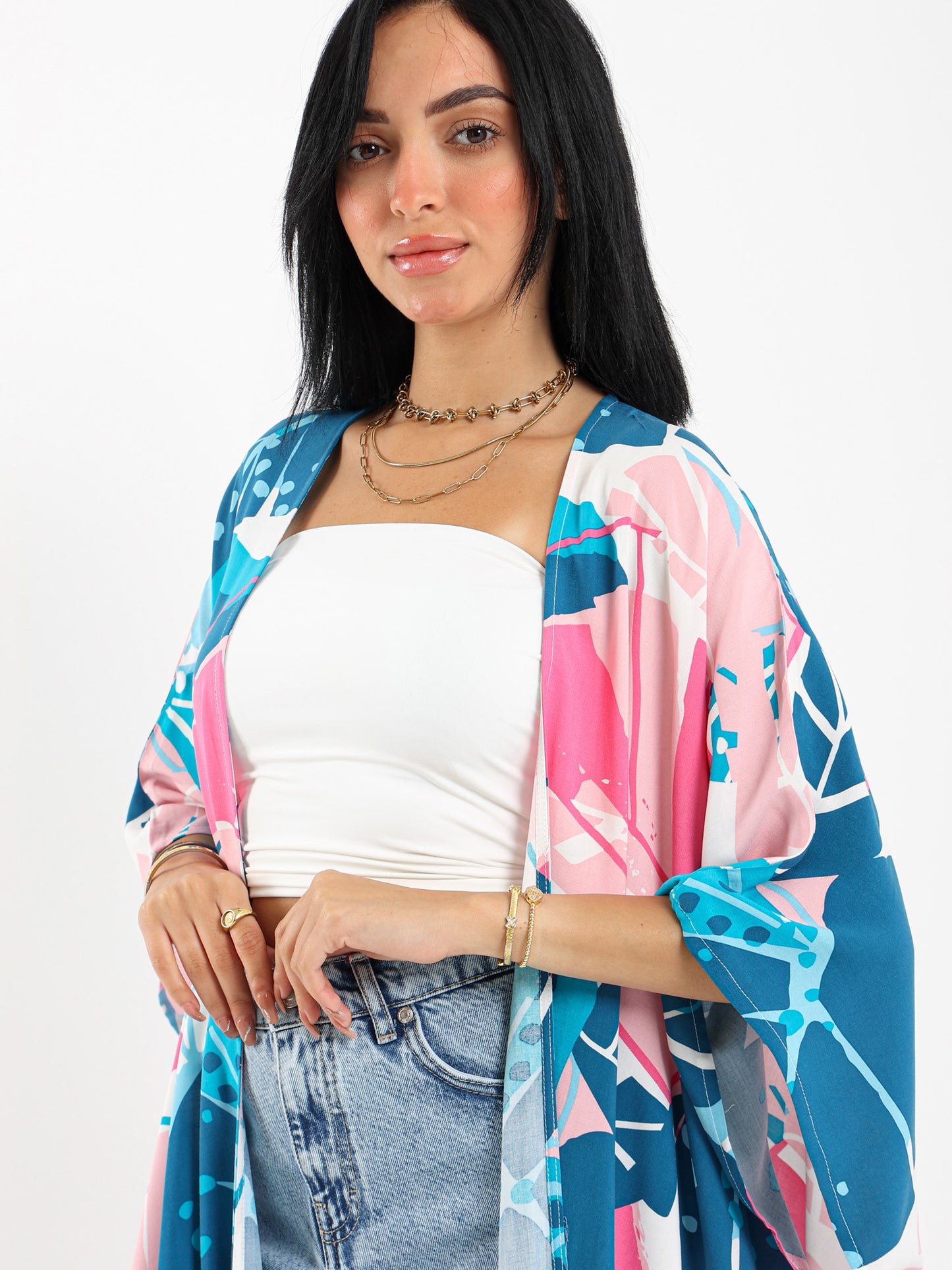 Printed Kimono with Side Slit