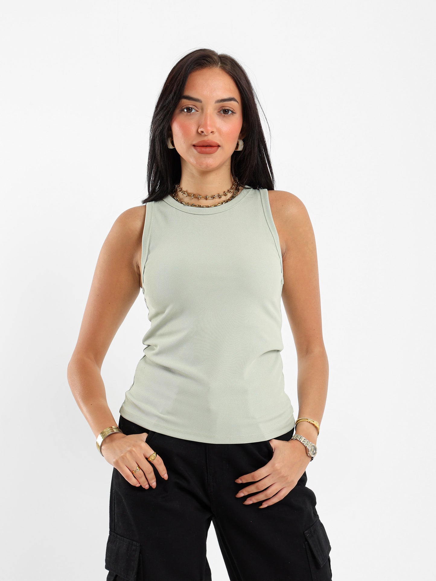Slim Ribbed Halter Neck Top