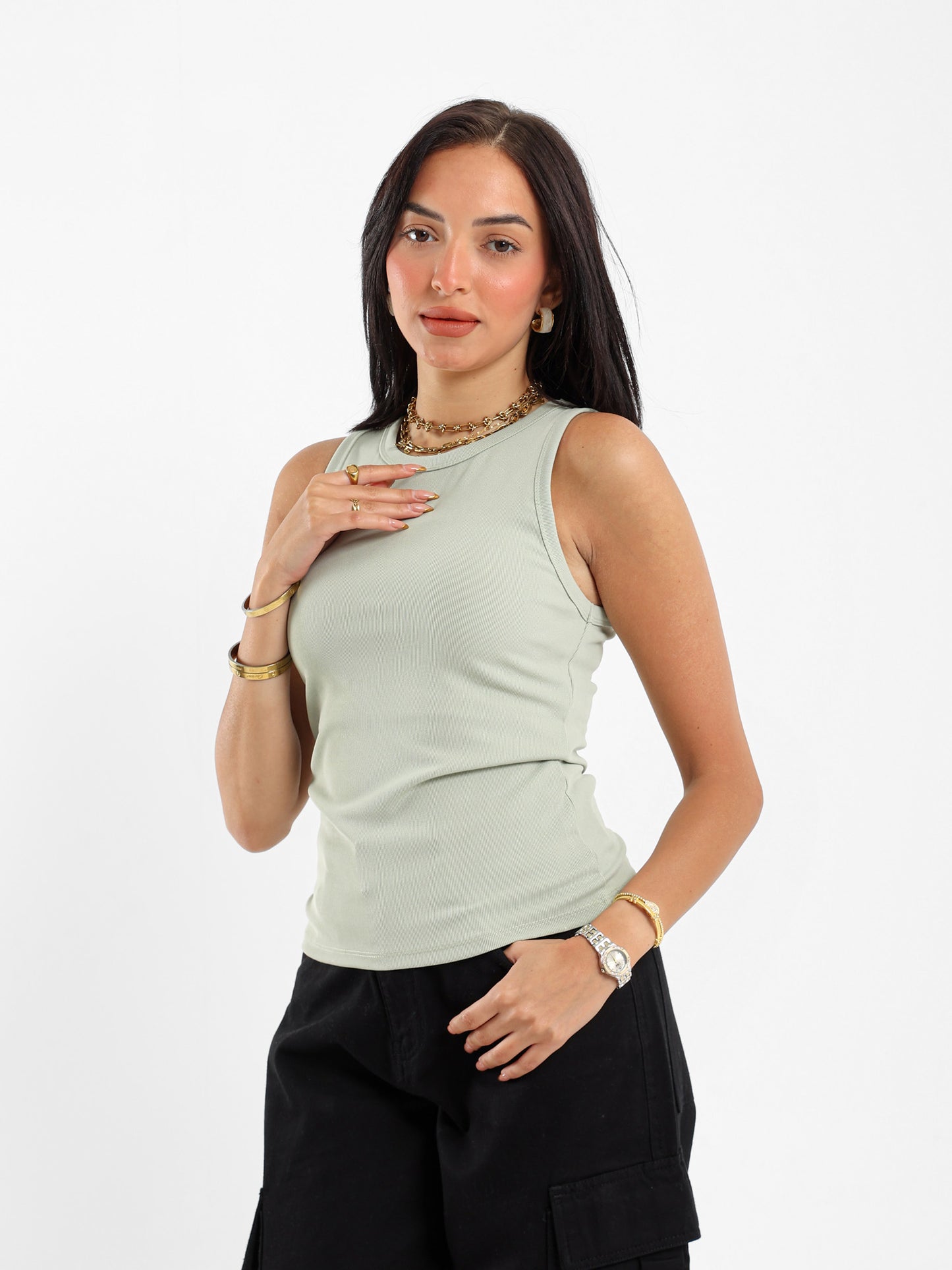 Slim Ribbed Halter Neck Top