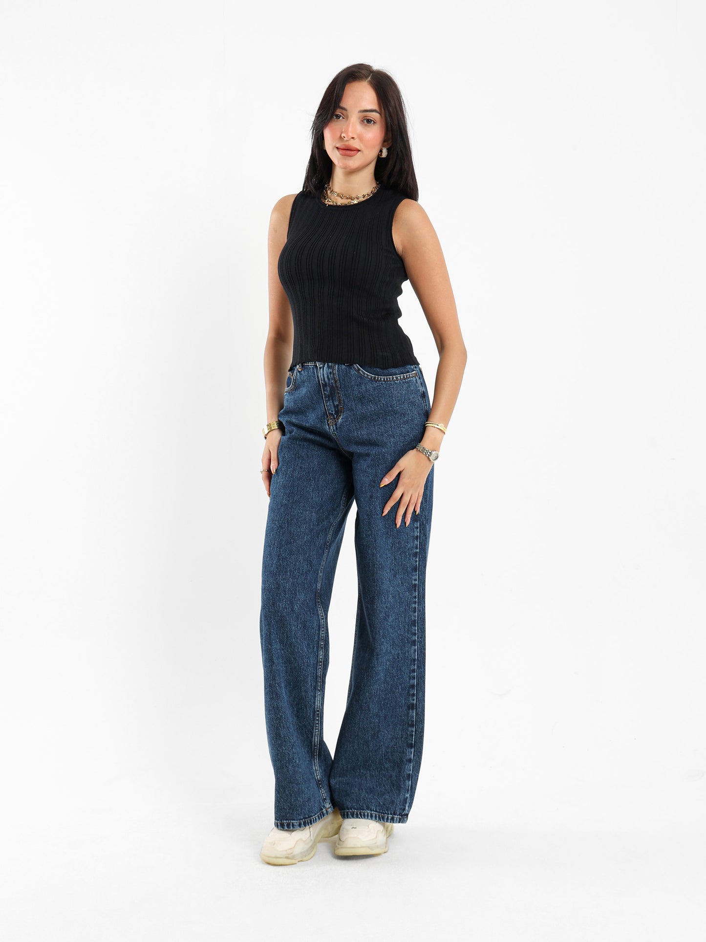 Sleeveless Ribbed Tricot Top