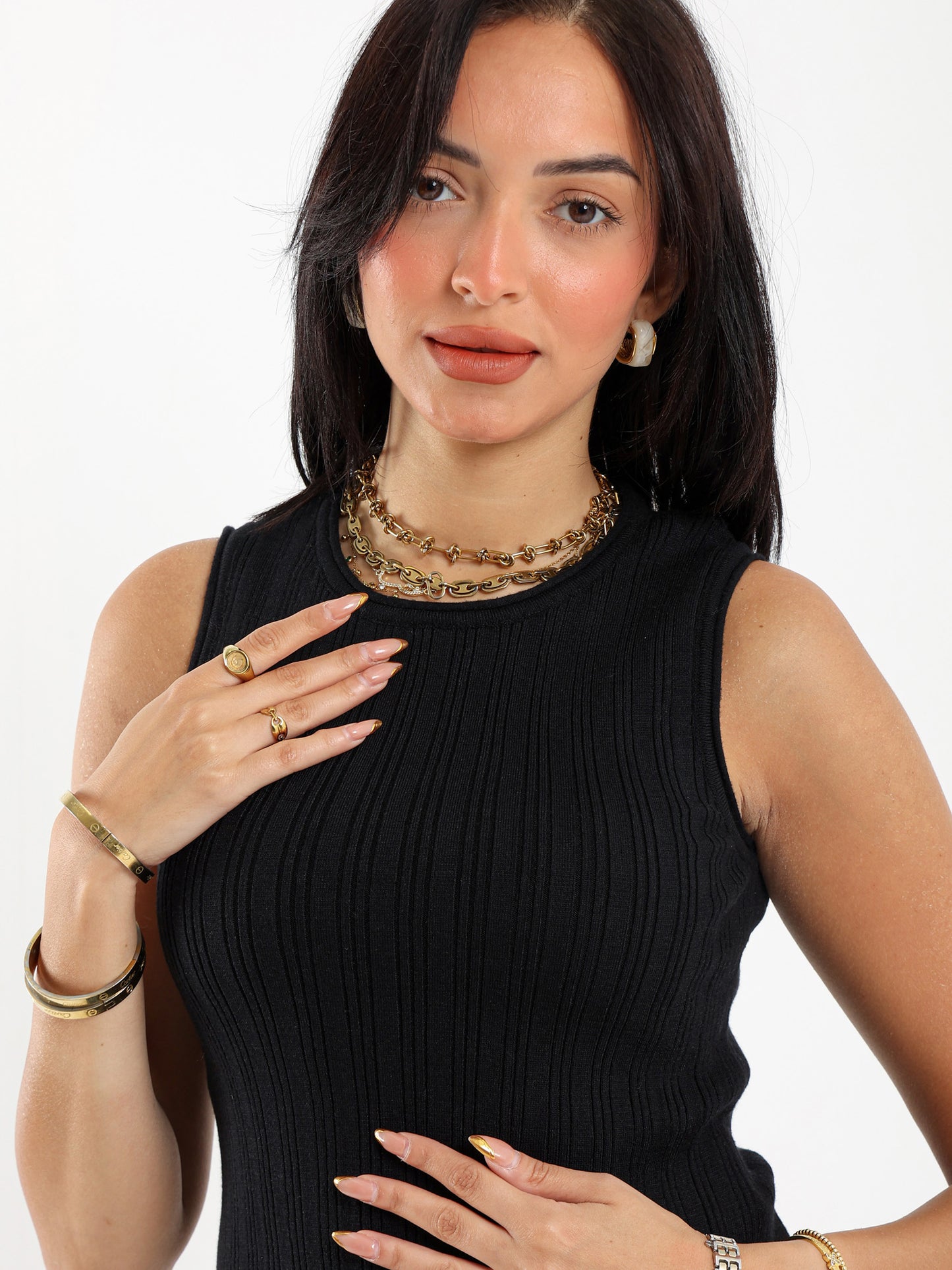 Sleeveless Ribbed Tricot Top