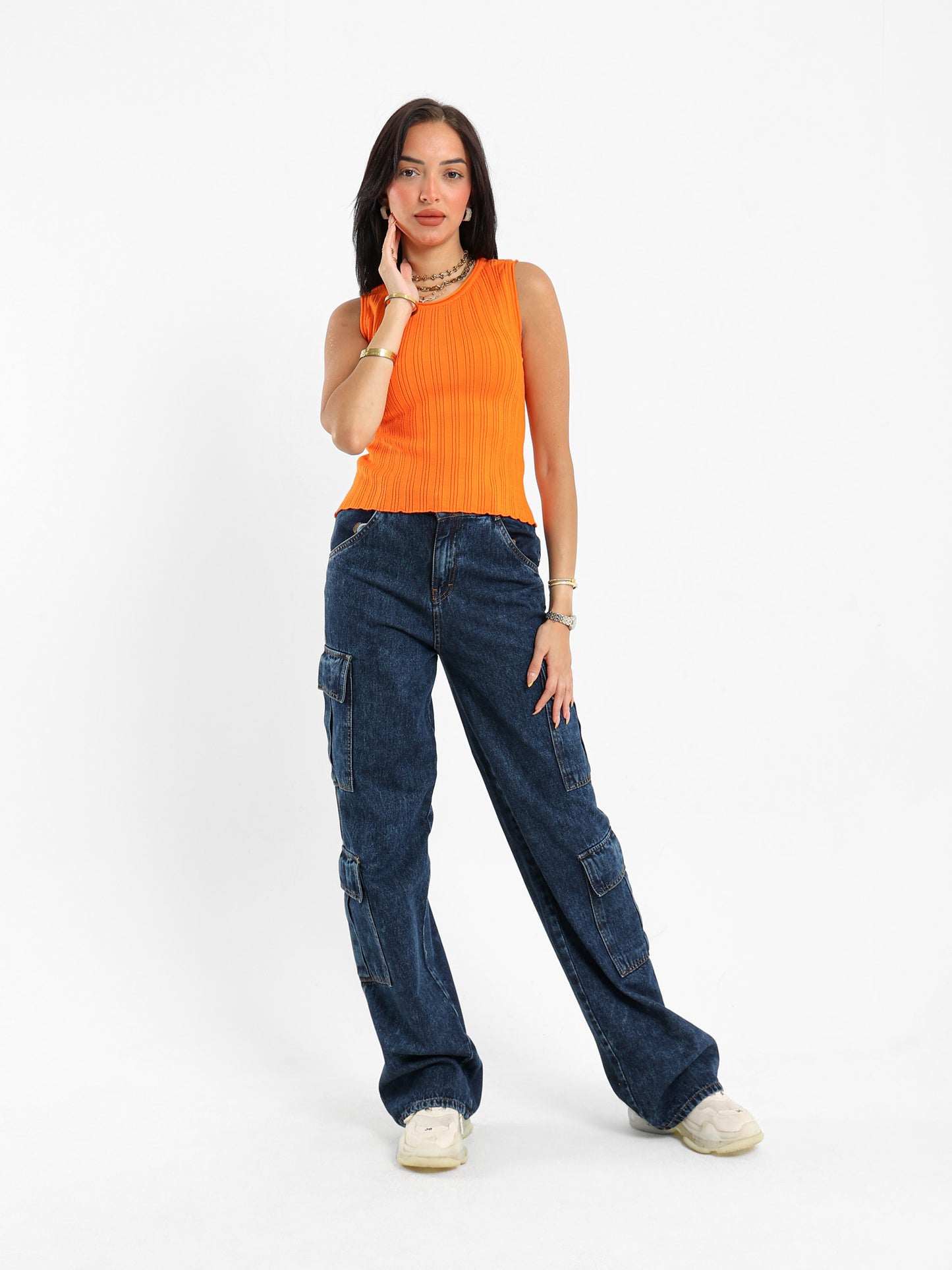 Sleeveless Ribbed Tricot Top