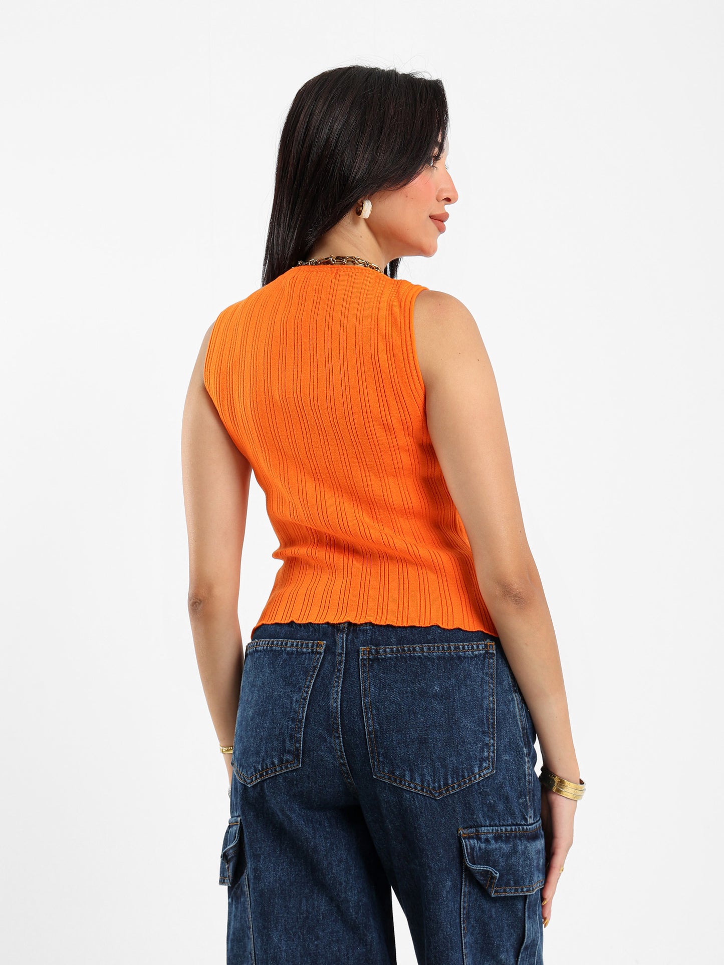 Sleeveless Ribbed Tricot Top