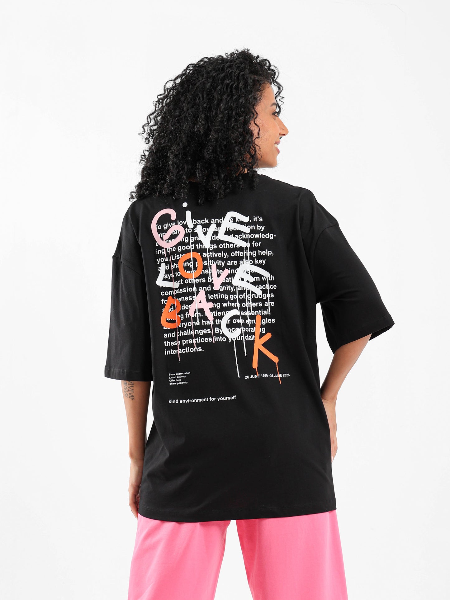 Give Love Back Printed Oversized T-Shirt