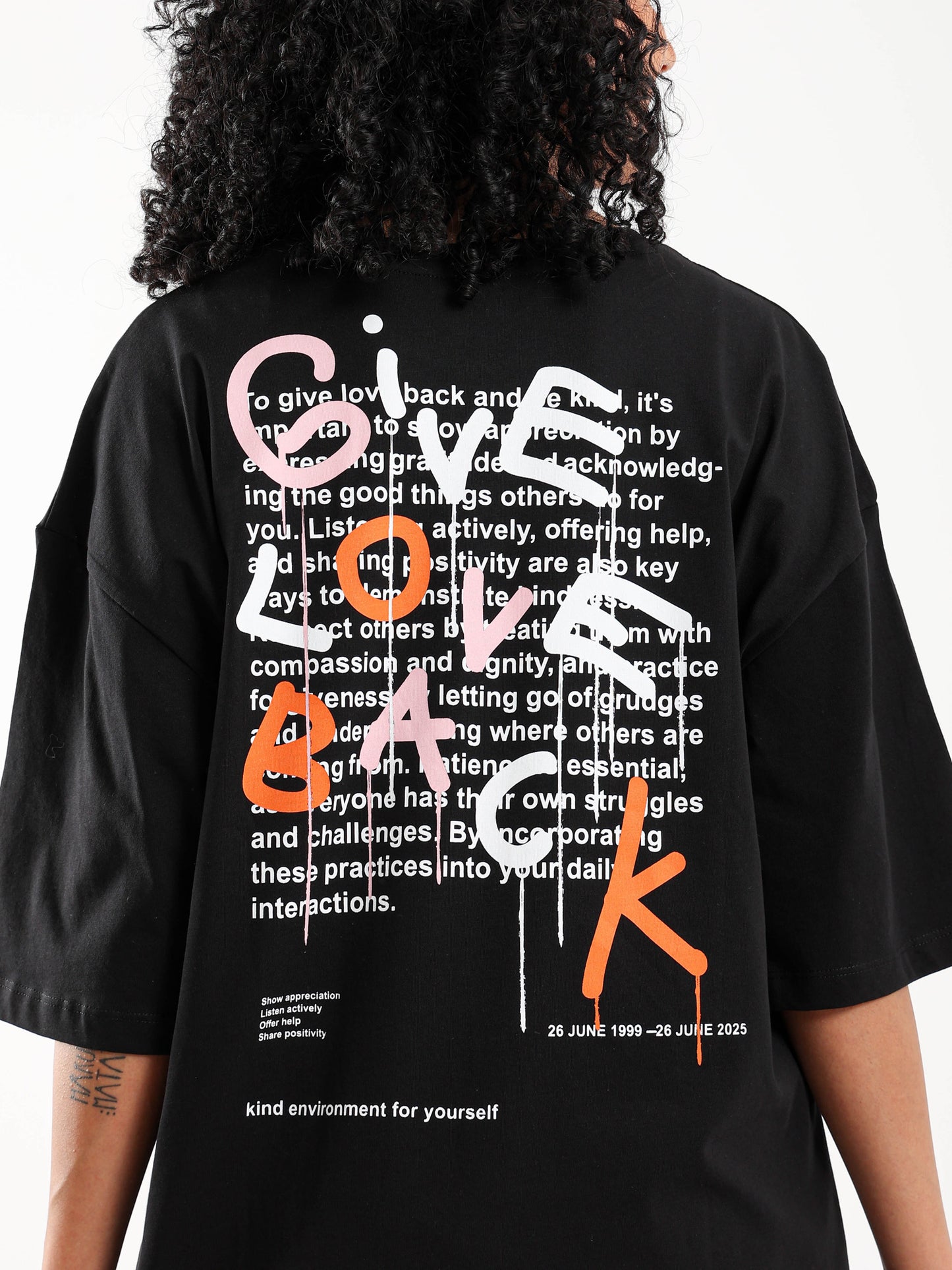 Give Love Back Printed Oversized T-Shirt