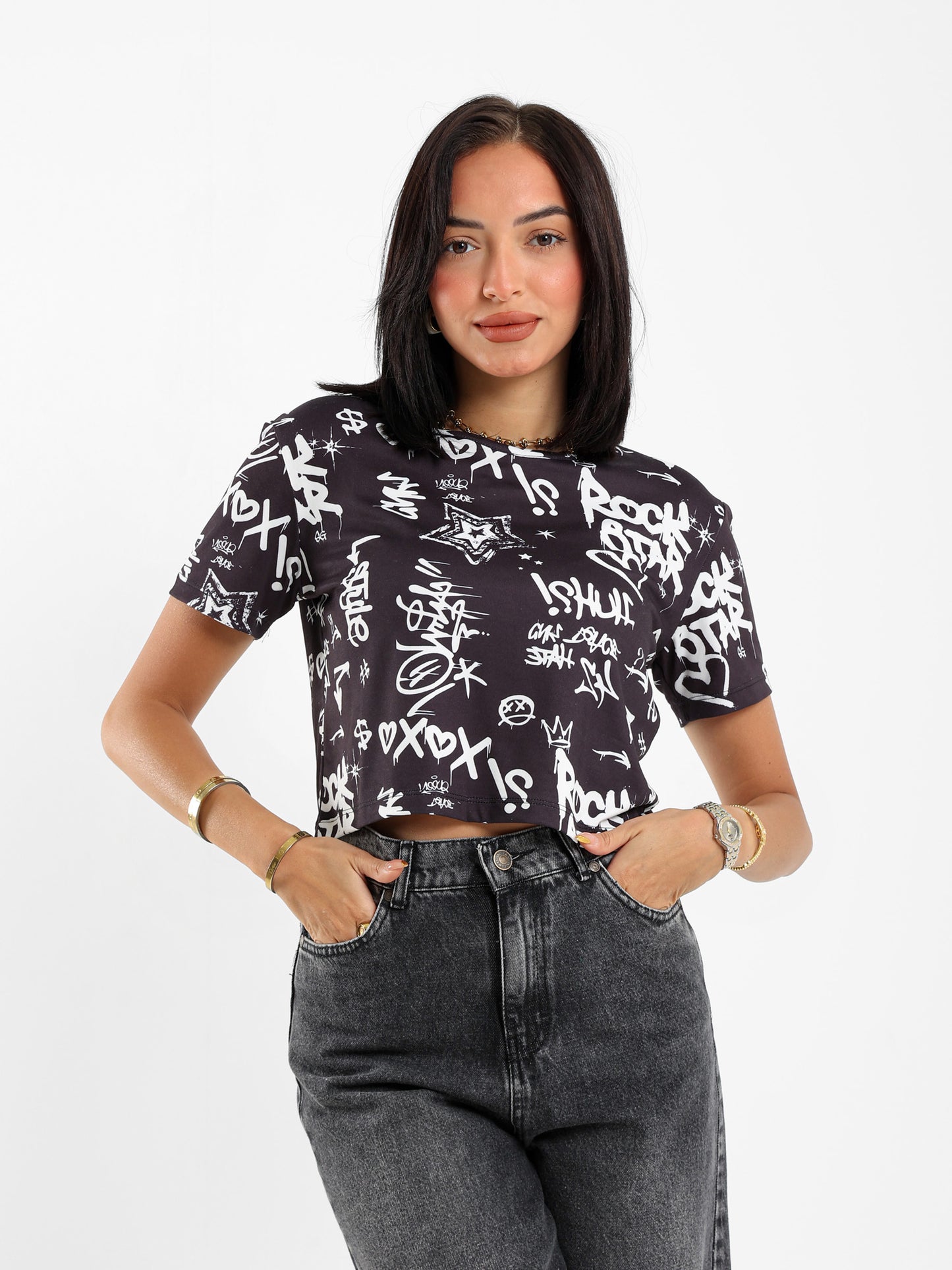 Half Sleeves Cropped Top