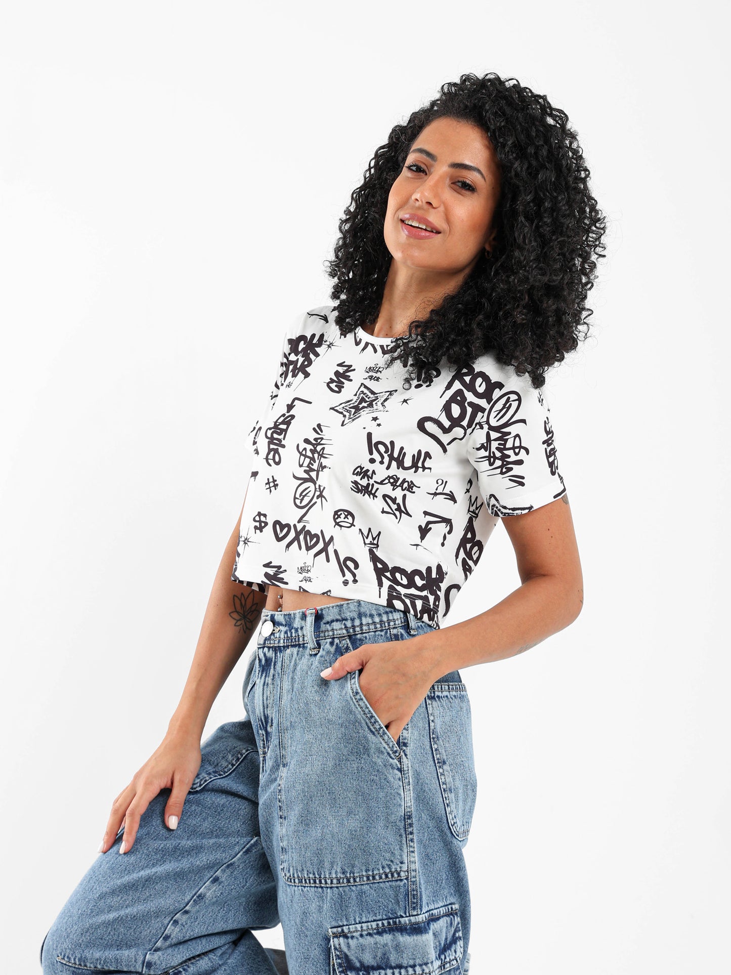 Half Sleeves Cropped Top