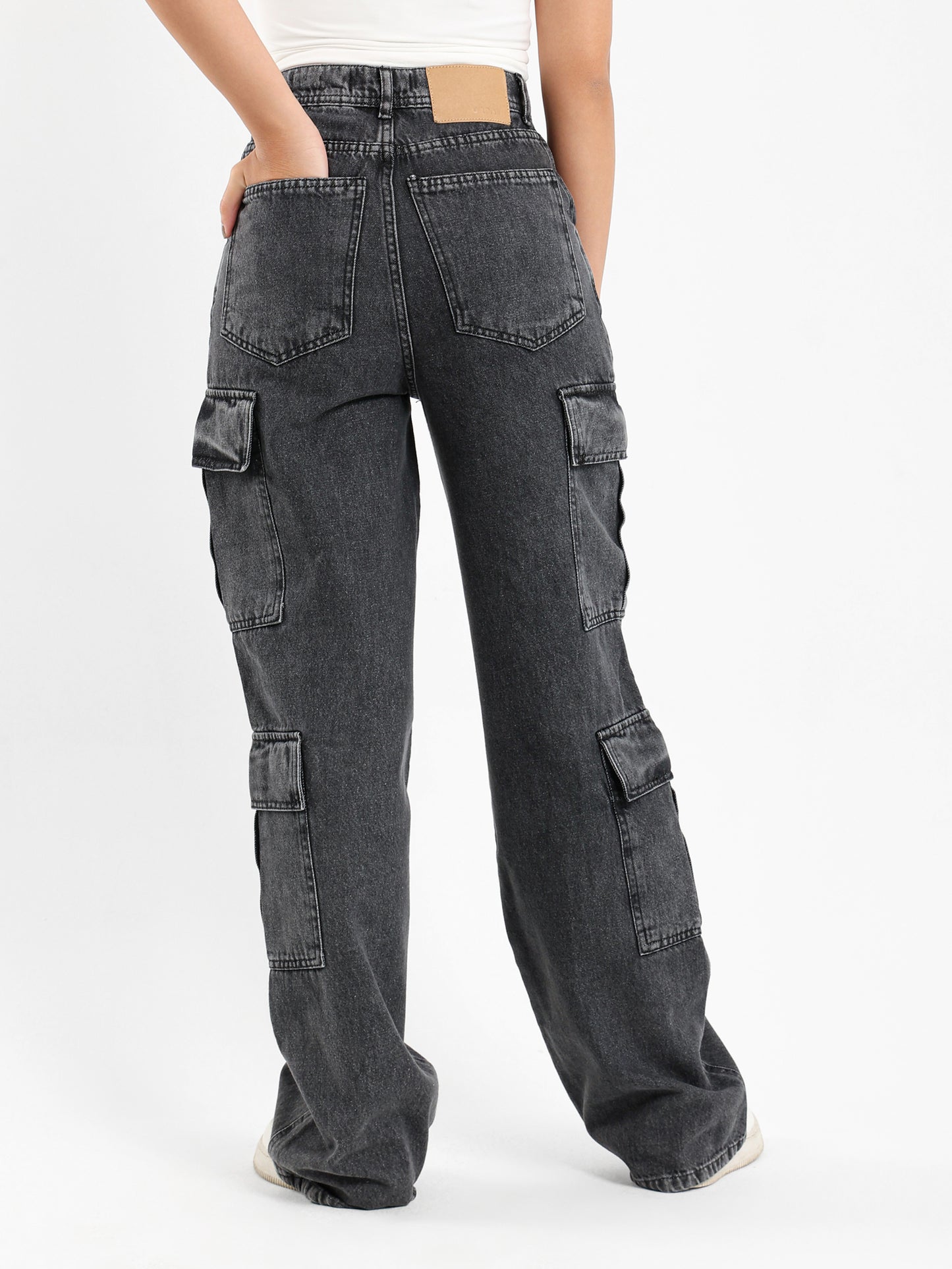 Wide Leg Cargo Denim Jeans