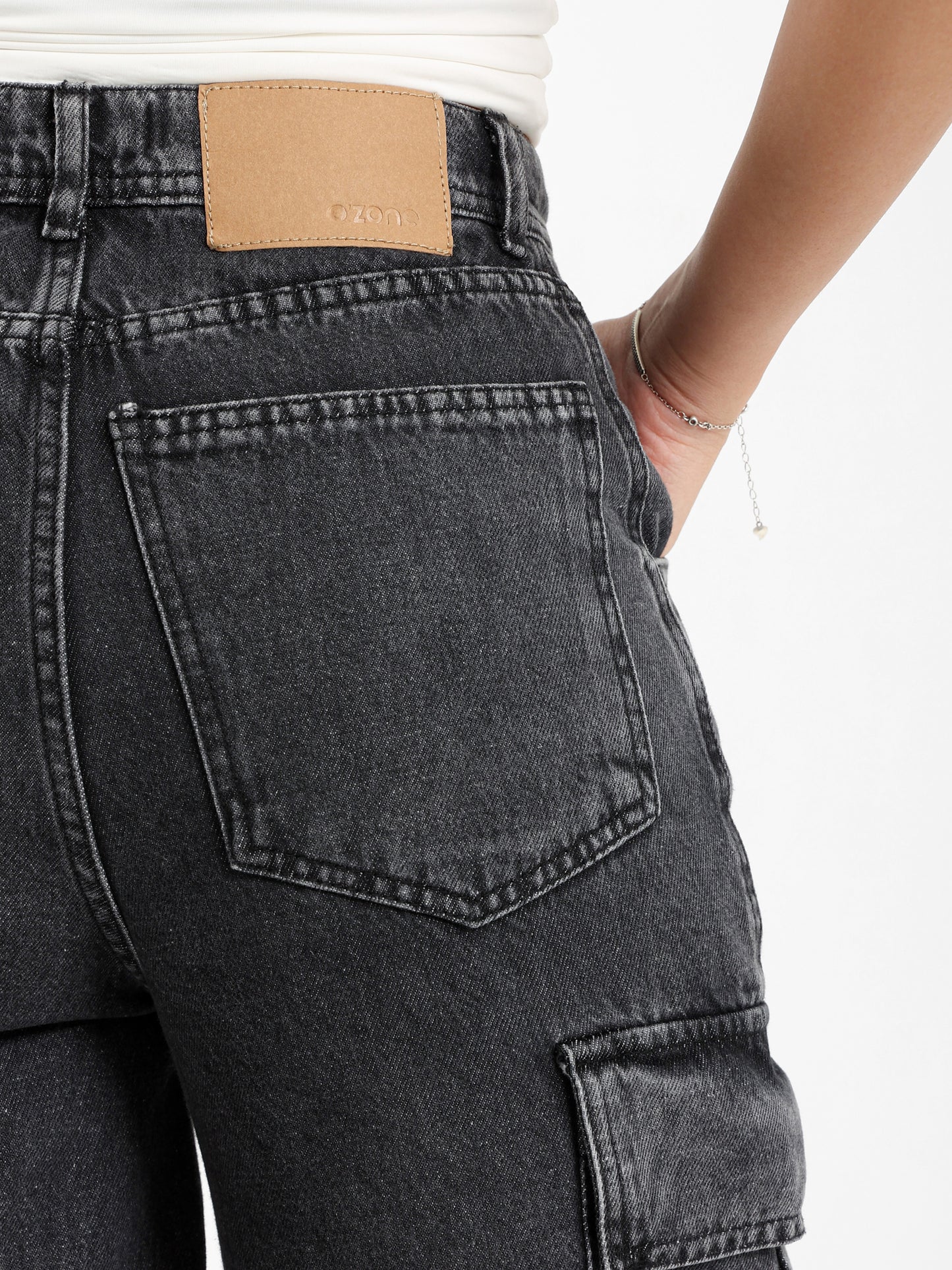 Wide Leg Cargo Denim Jeans