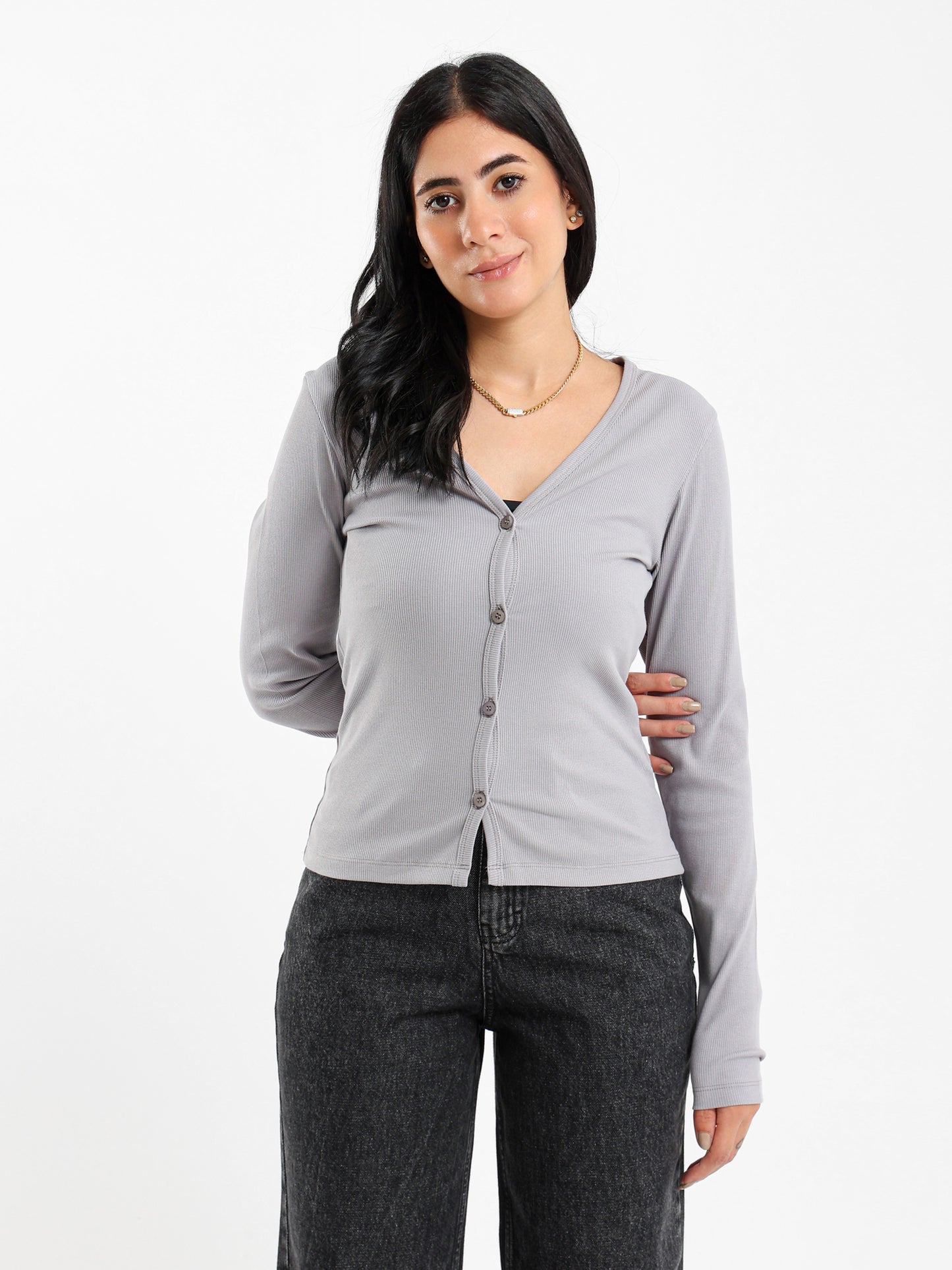 Ribbed Fitted Long Sleeve Cardigan