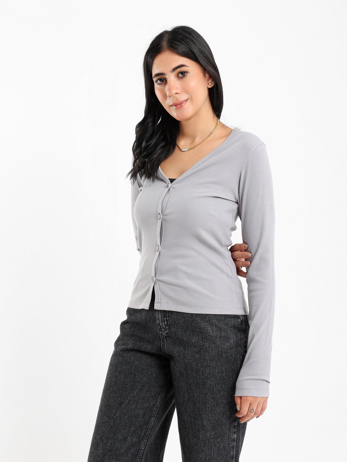 Ribbed Fitted Long Sleeve Cardigan