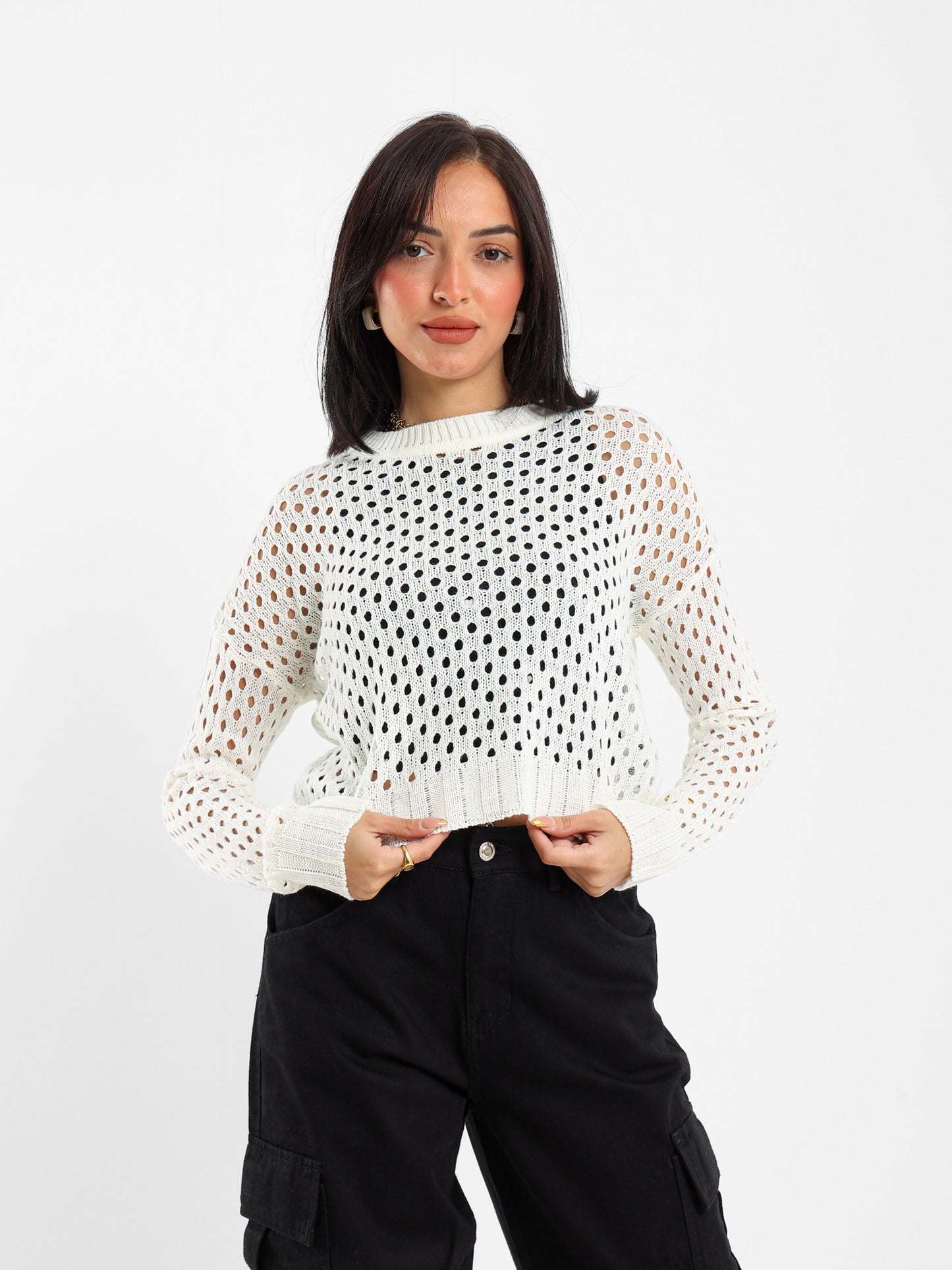 Open-Knit Long Sleeve Sweater