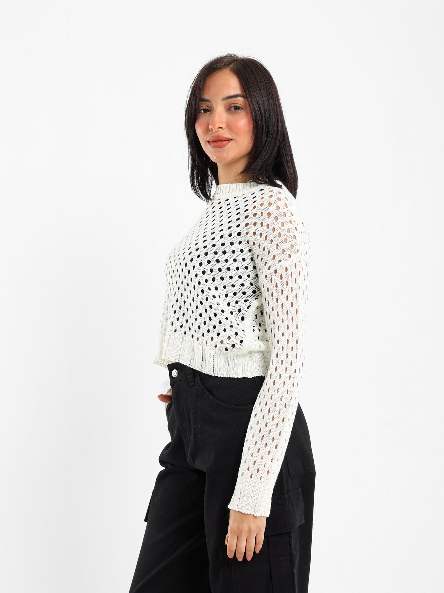Open-Knit Long Sleeve Sweater