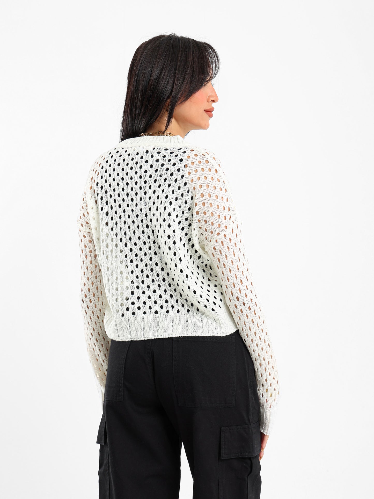 Open-Knit Long Sleeve Sweater