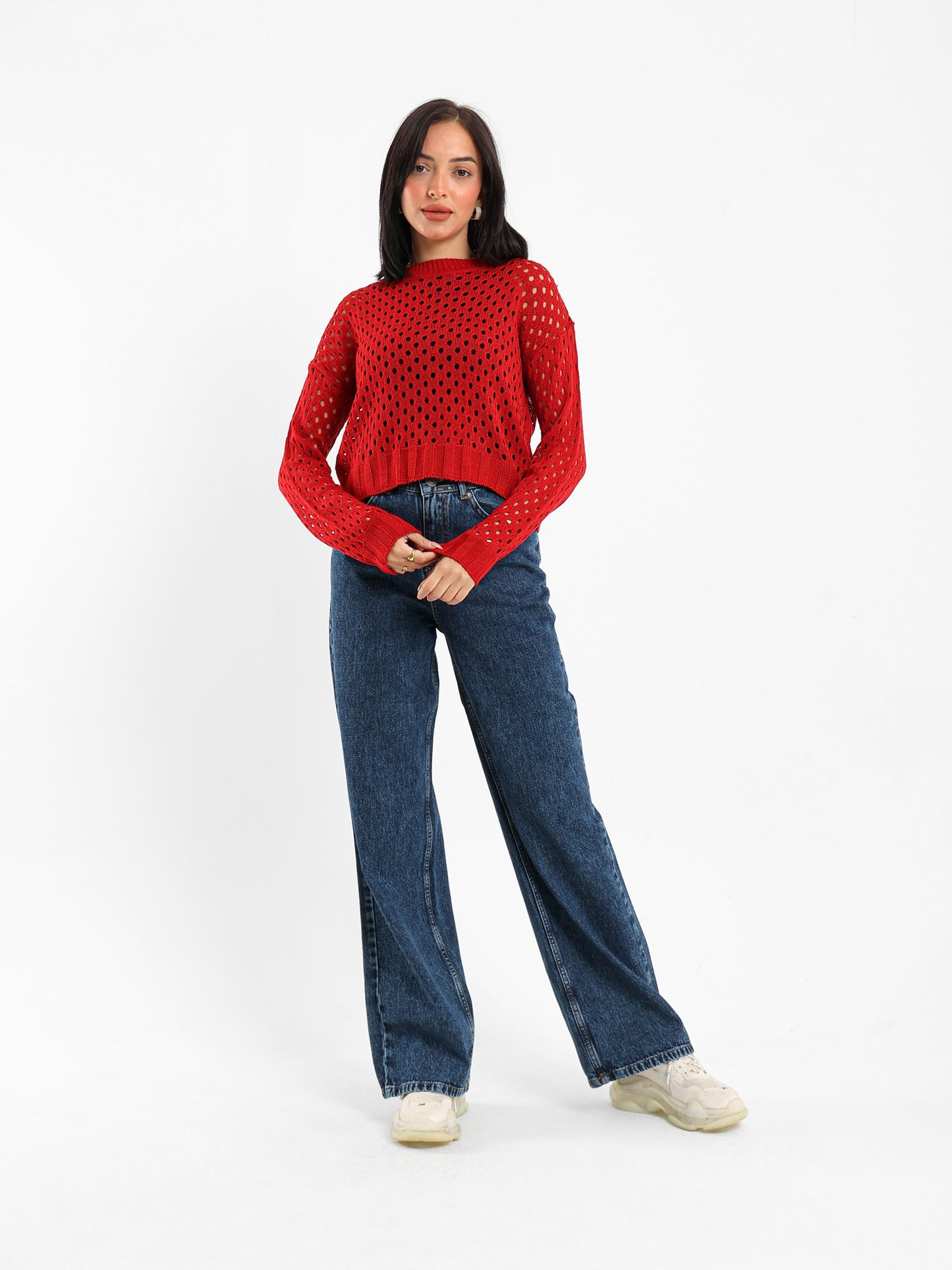 Open-Knit Long Sleeve Sweater