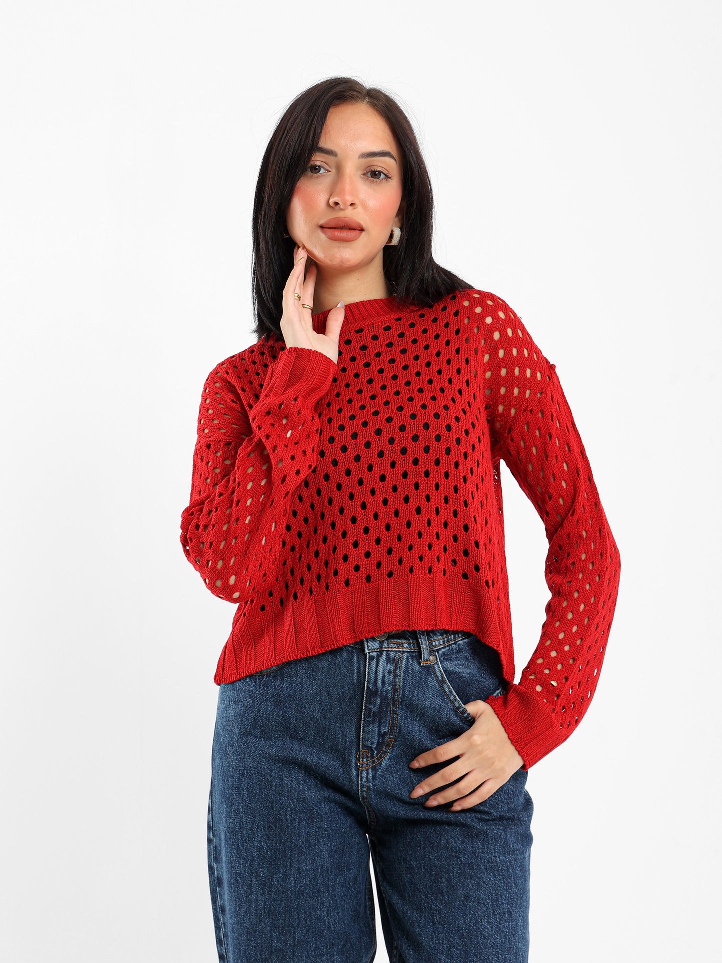 Open-Knit Long Sleeve Sweater