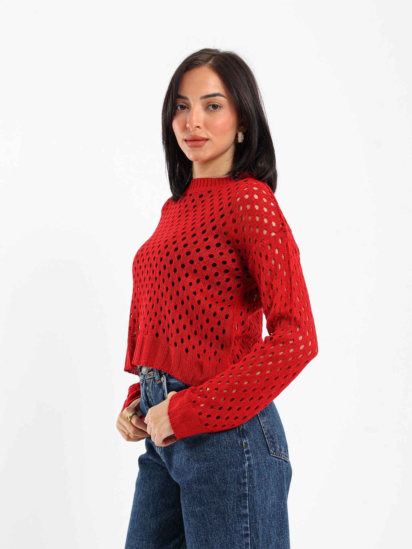 Open-Knit Long Sleeve Sweater