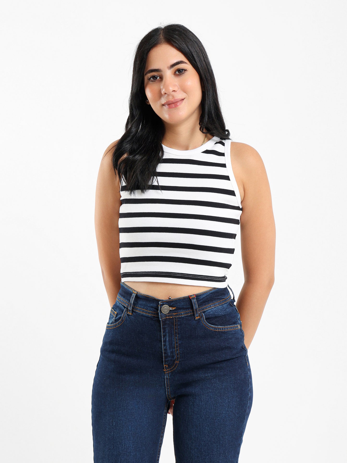 Striped Halter Neck Top
