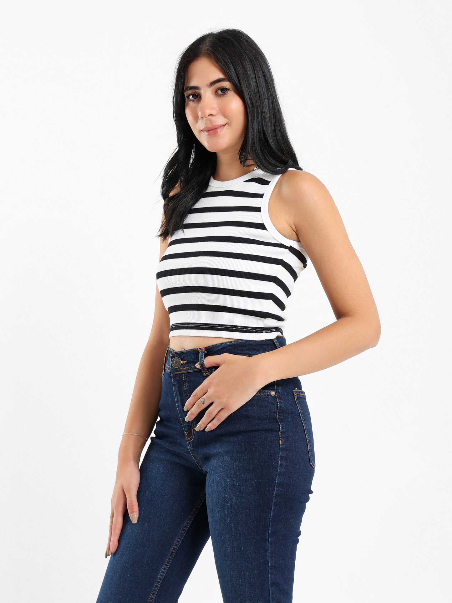 Striped Halter Neck Top
