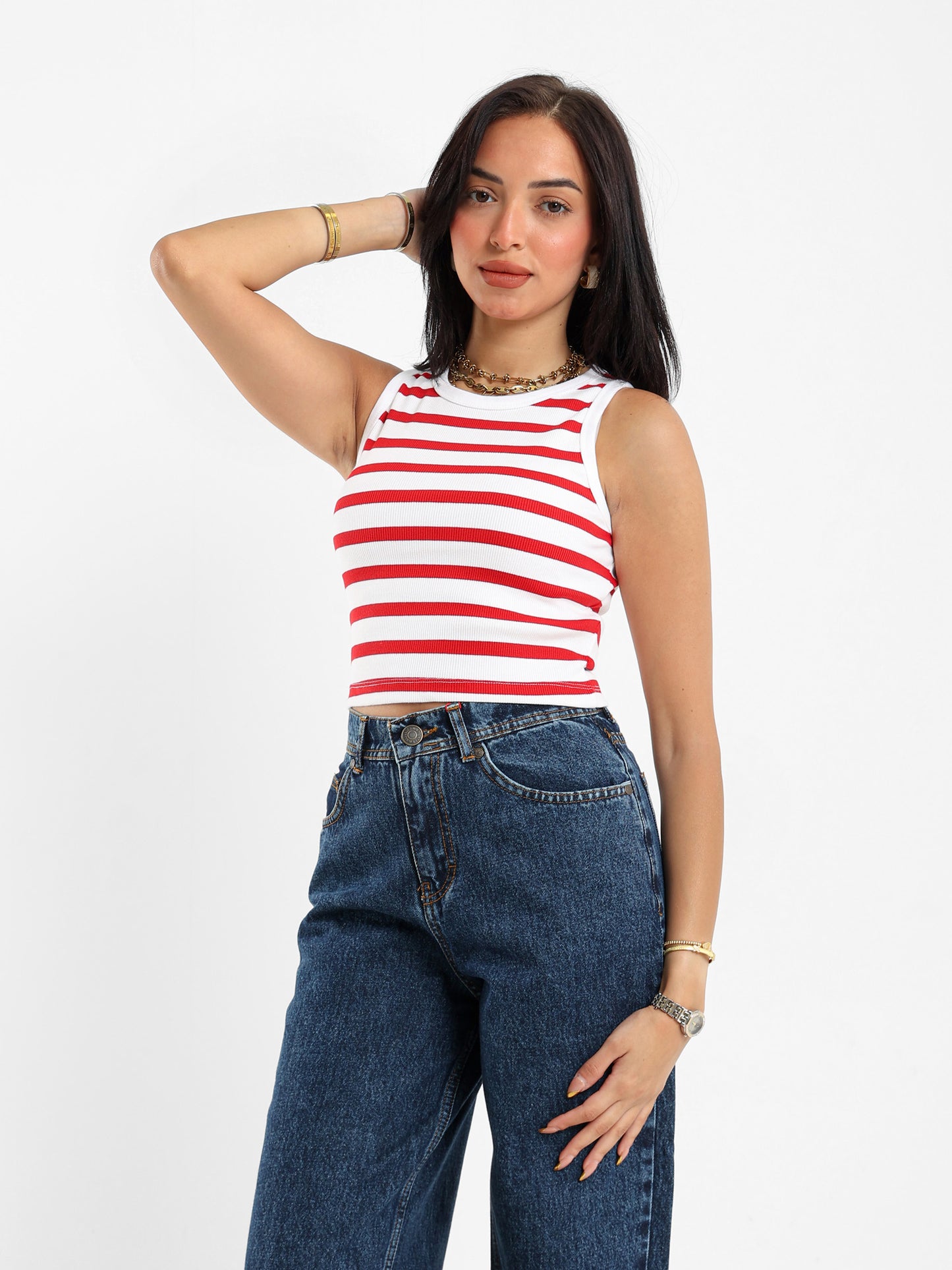 Striped Halter Neck Top